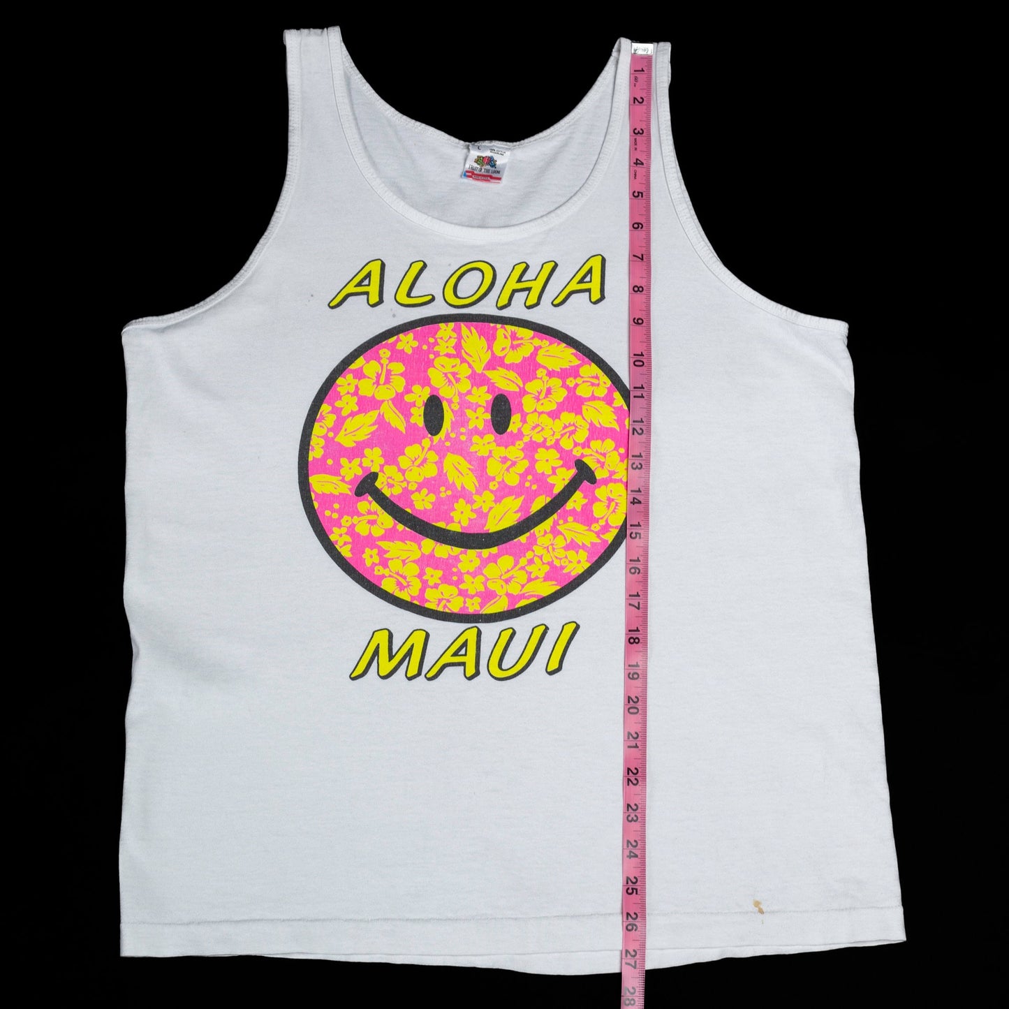 80s Aloha Maui Hawaii Tank Top - Men's Medium, Women's Large | Vintage Smiley Face Graphic Tourist Muscle Tee