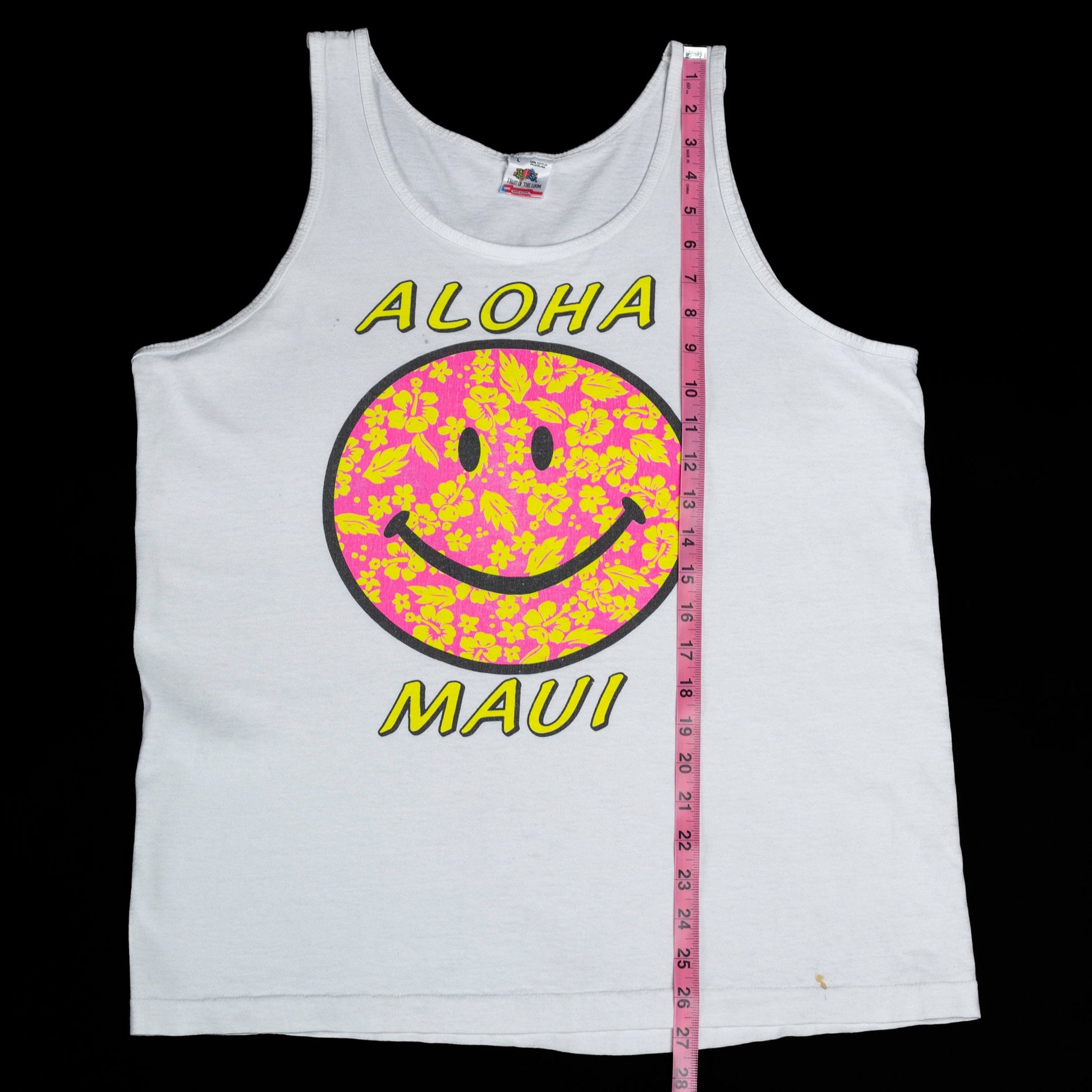80s Aloha Maui Hawaii Tank Top - Men's Medium, Women's Large | Vintage Smiley Face Graphic Tourist Muscle Tee