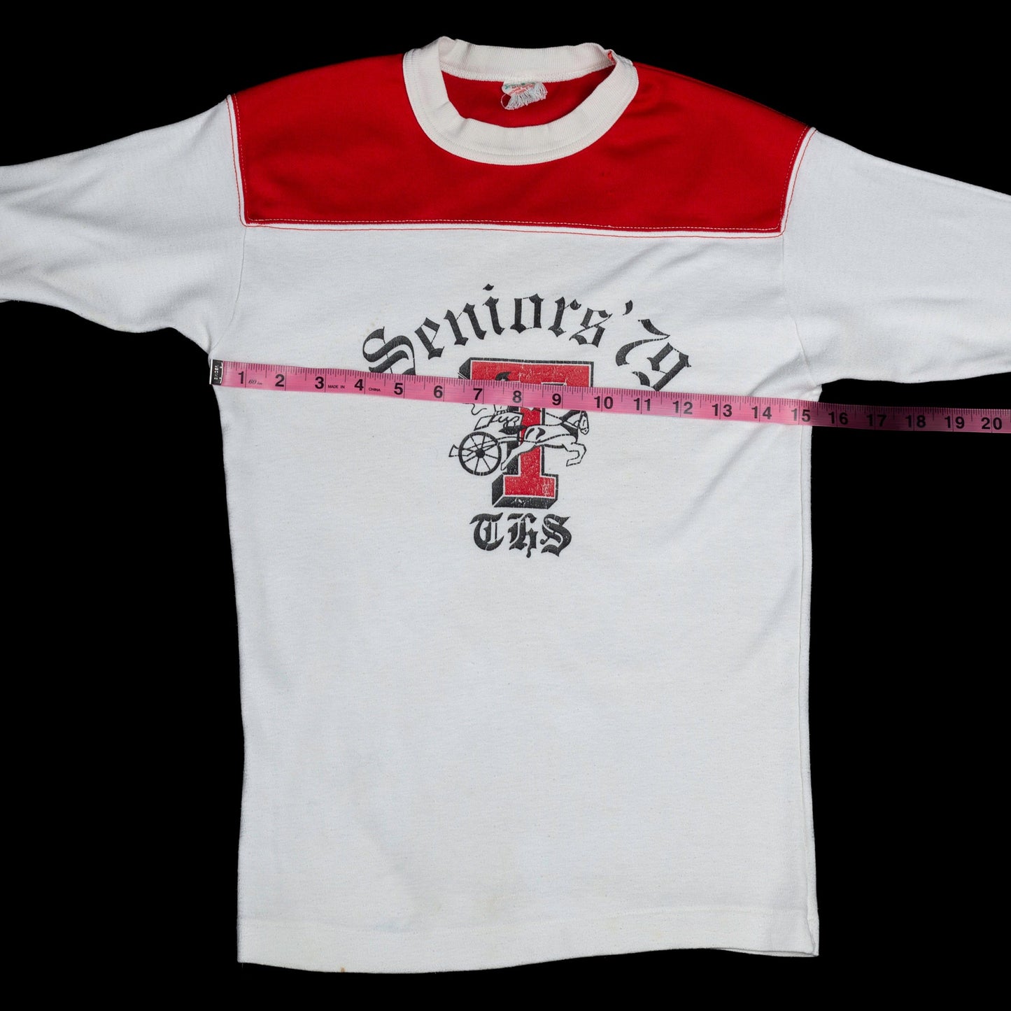 Vintage 1979 Senior Class Tee - Small | 70s White Red High School Mascot T Shirt