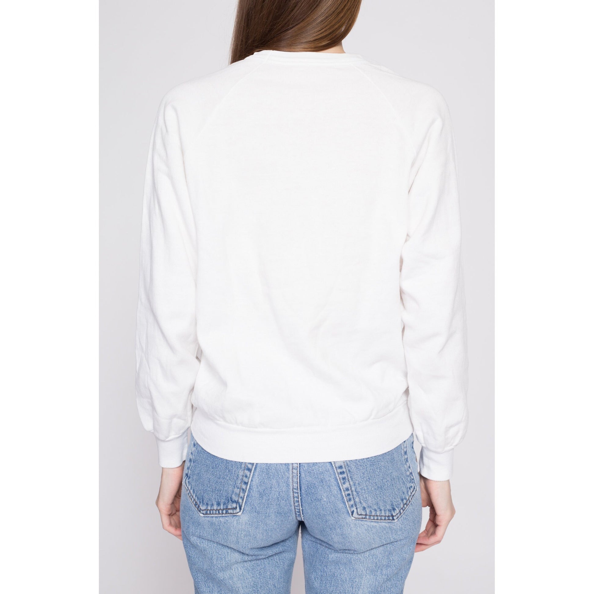 80s Vancouver Canada Tourist Sweatshirt - Men's Small Short, Women's Medium | Vintage White Raglan Sleeve Graphic Crewneck Pullover