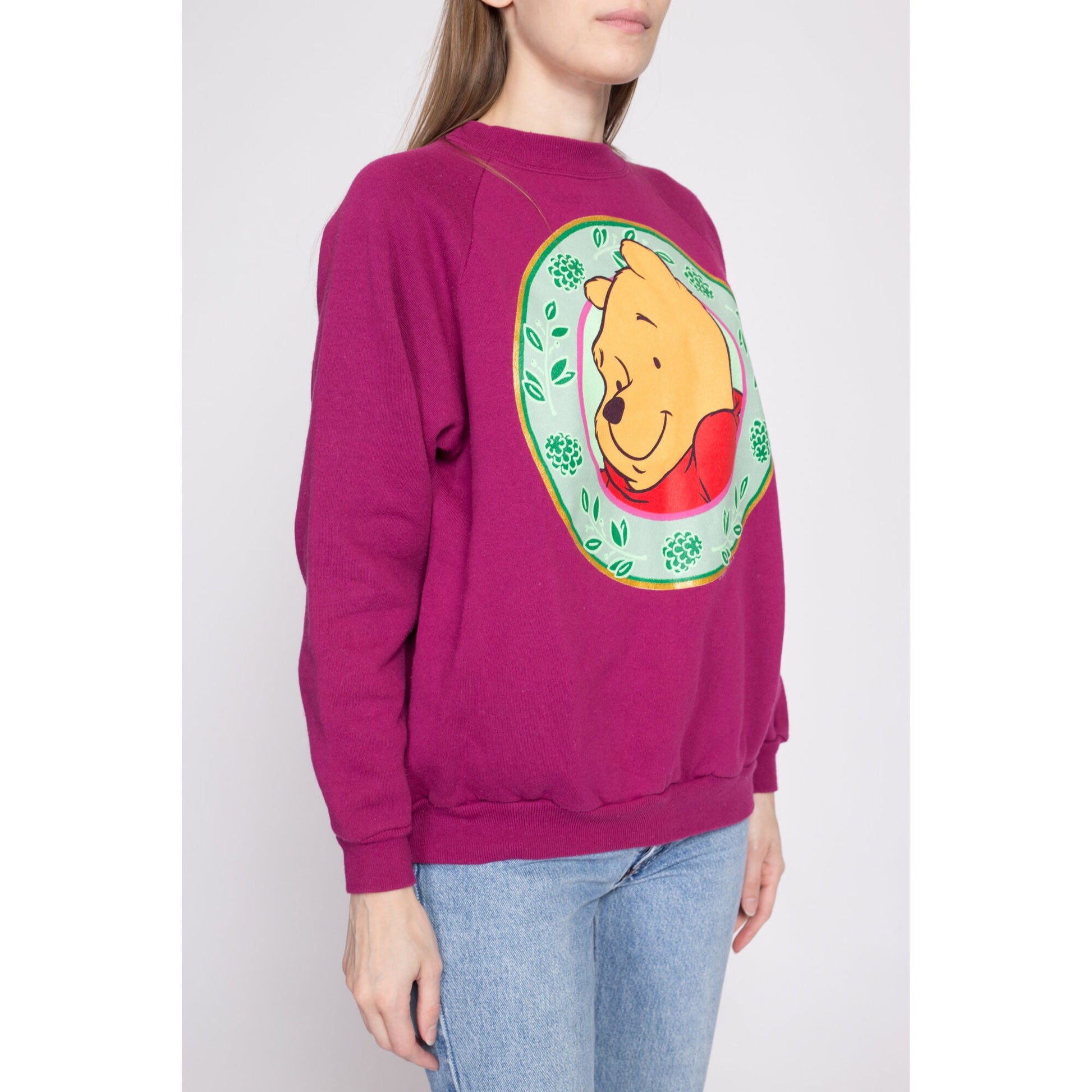 90s Winnie The Pooh Purple Sweatshirt - Large | Vintage Disney Cartoon Jerry Leigh Graphic Crewneck