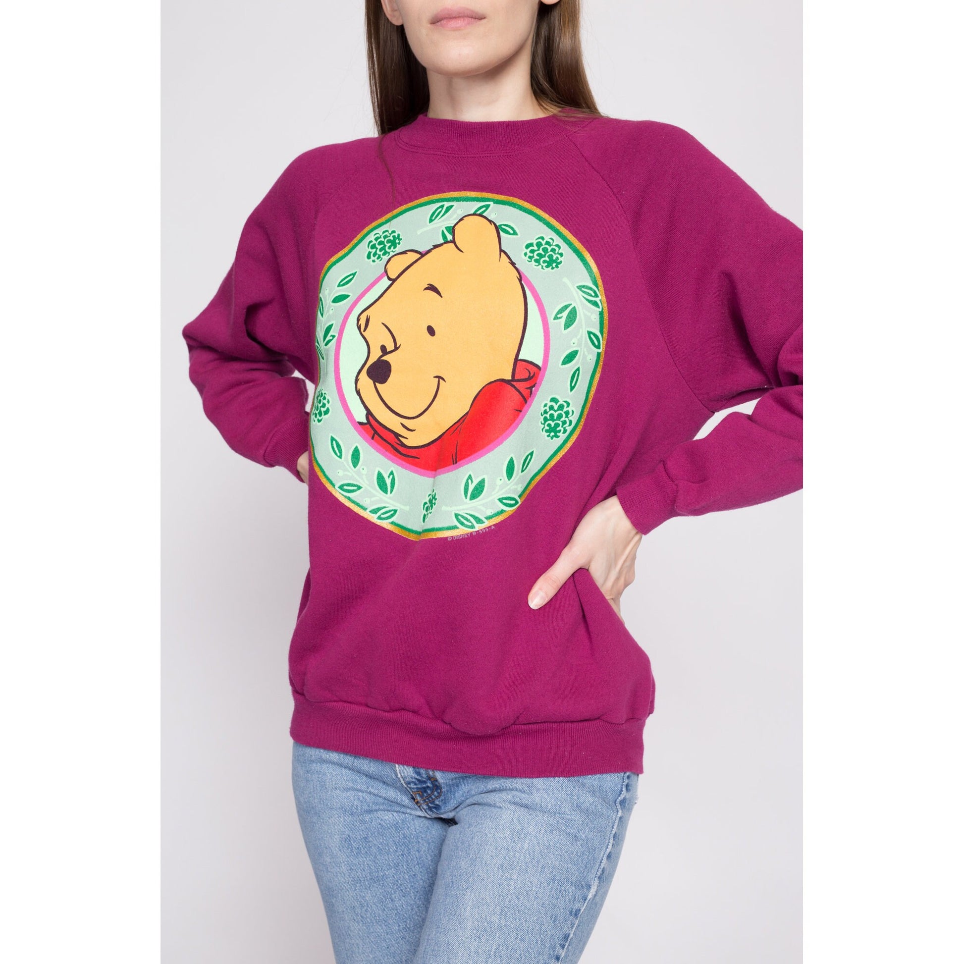 90s Winnie The Pooh Purple Sweatshirt - Large | Vintage Disney Cartoon Jerry Leigh Graphic Crewneck