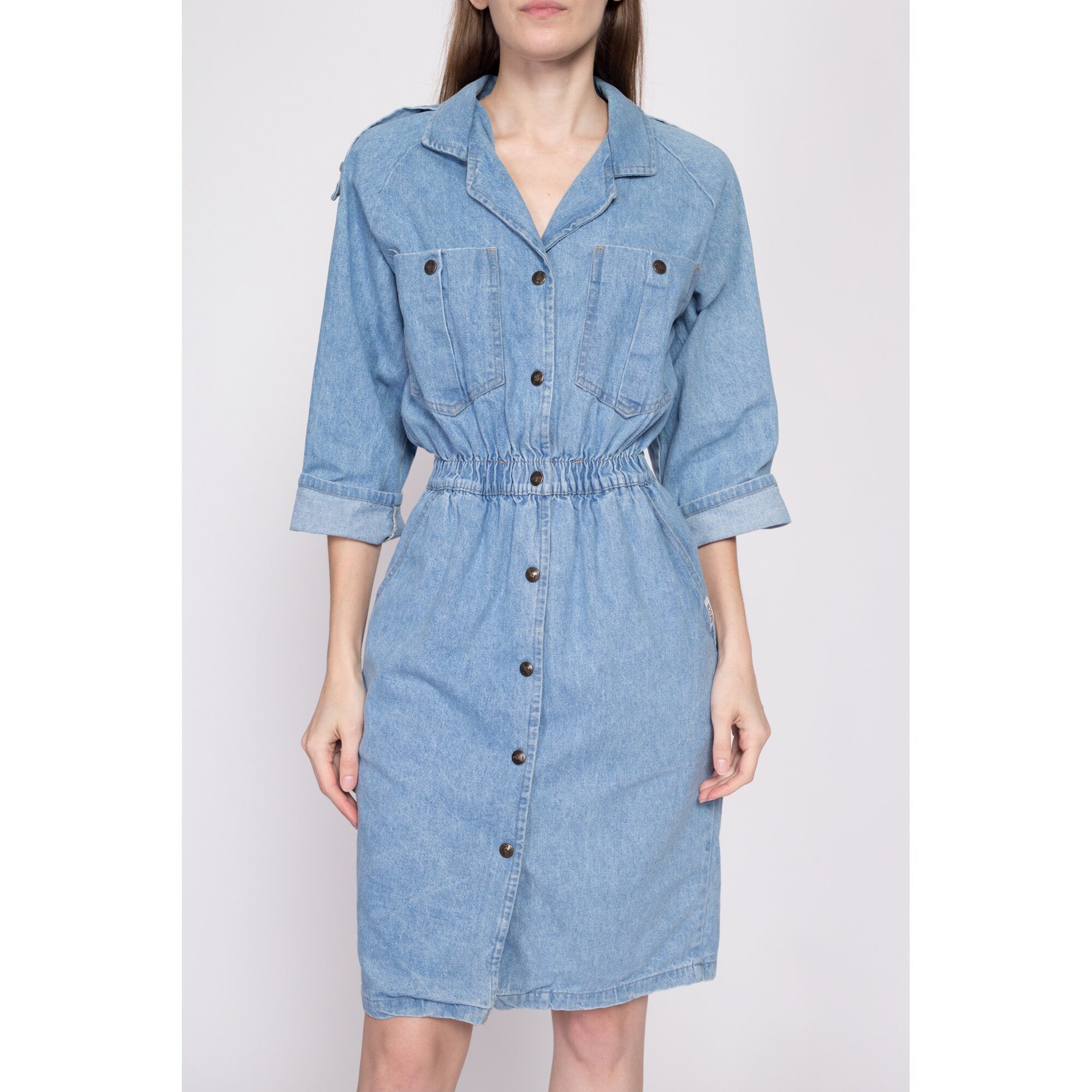 Warehouse snap front deals denim dress