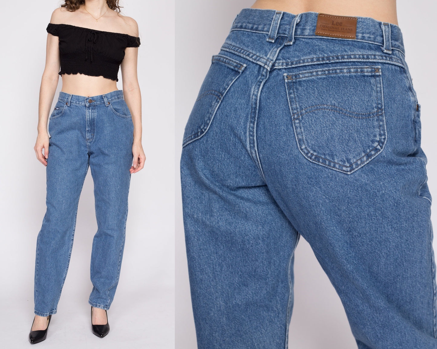 90s Lee High Waisted Mom Jeans - Medium to Large, 30.5" | Vintage Denim Tapered Leg Jeans