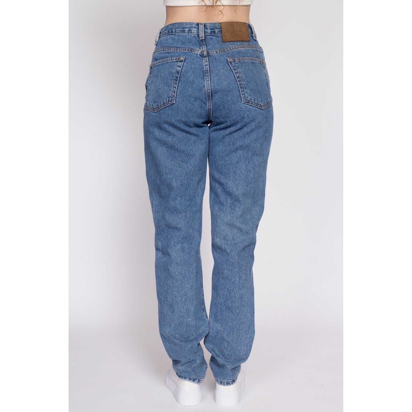 Vintage Calvin Klein High Waisted Mom Jeans - Medium, 29" | 90s Y2K CK Denim Tapered Leg Stonewashed Jeans
