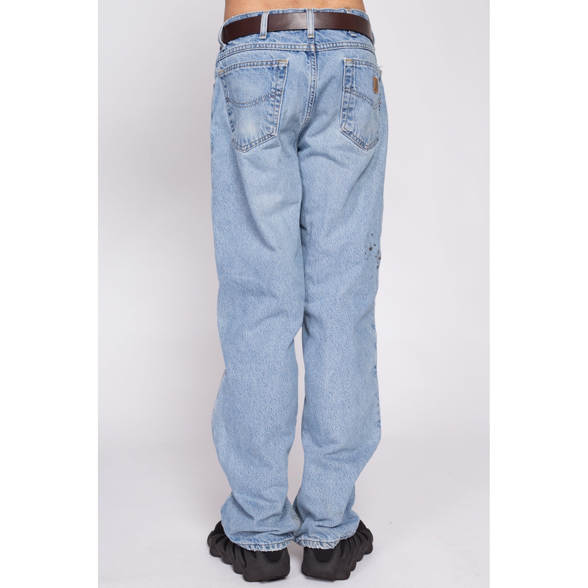 90s Carhartt Flannel Lined Jeans - 36x32 | Vintage Distressed Relaxed Straight Leg Workwear Dungarees