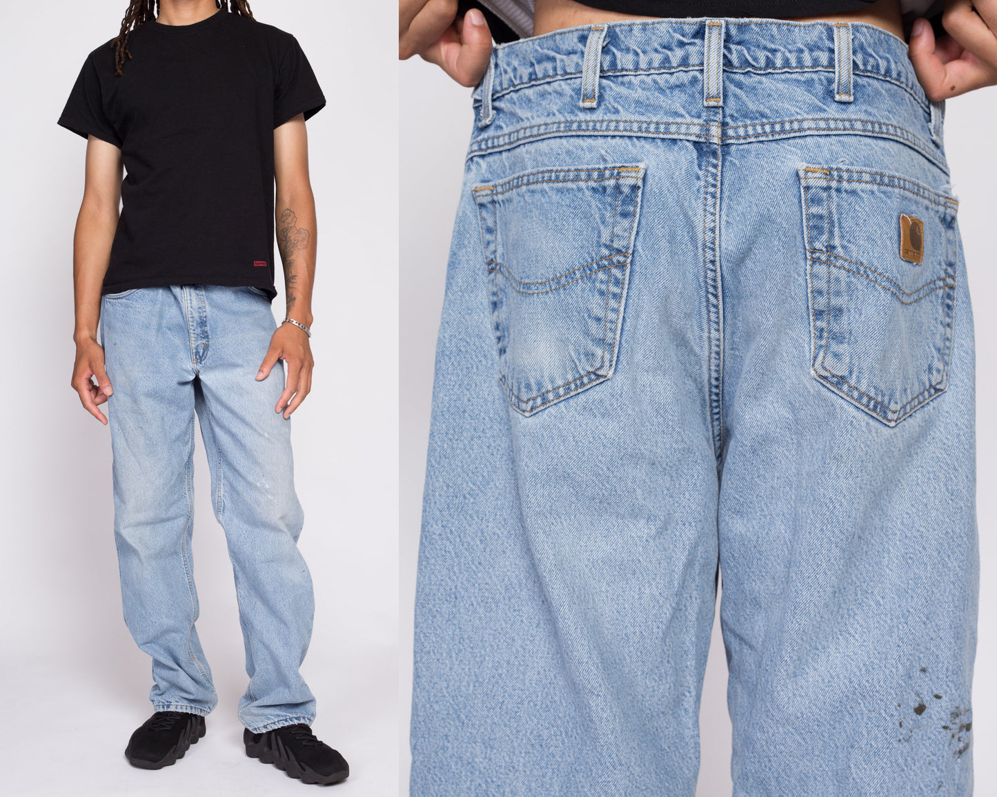90s Carhartt Flannel Lined Jeans - 36x32 | Vintage Distressed Relaxed Straight Leg Workwear Dungarees