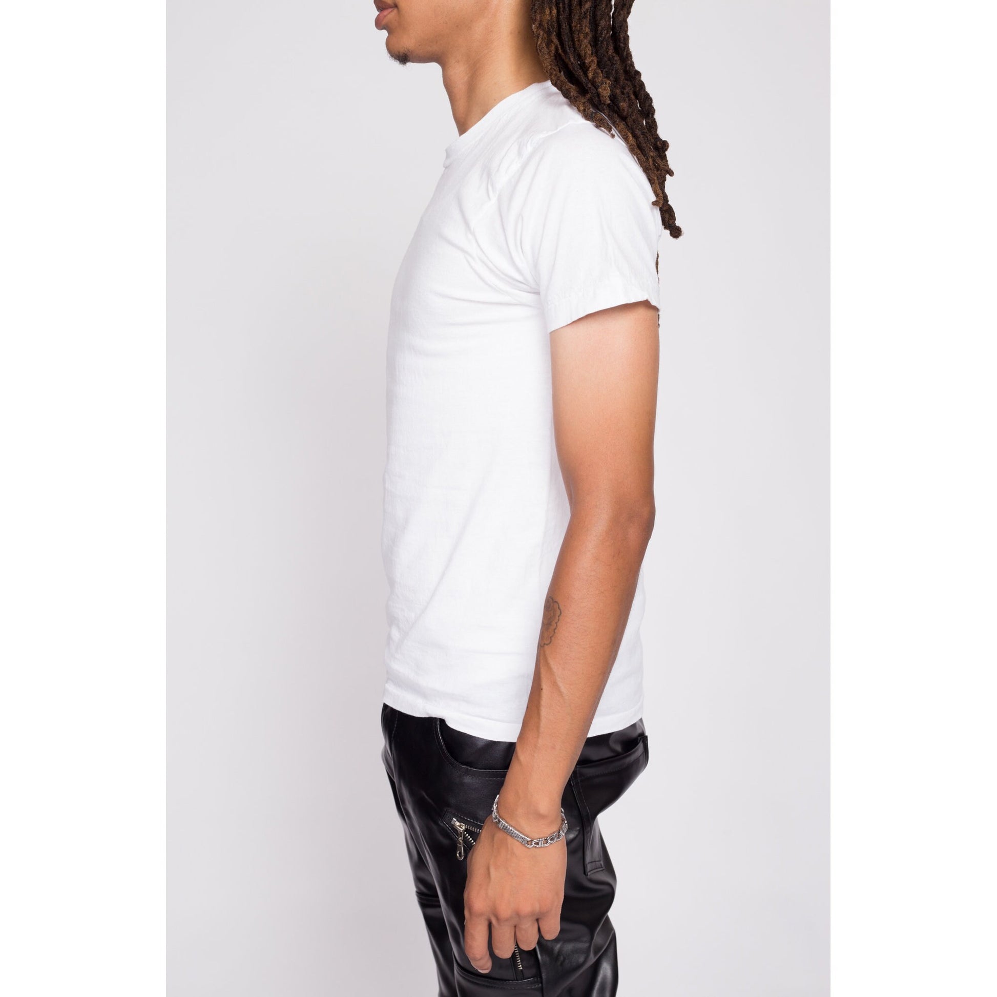 90s Hanes Single Stitch White Cotton T Shirt - Medium & Large | Vintage Unisex Crew Neck Tee Undershirt