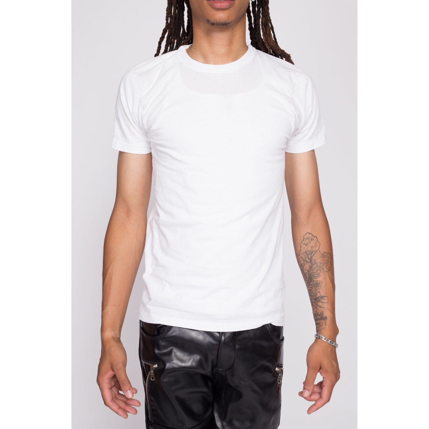 90s Hanes Single Stitch White Cotton T Shirt - Medium & Large | Vintage Unisex Crew Neck Tee Undershirt