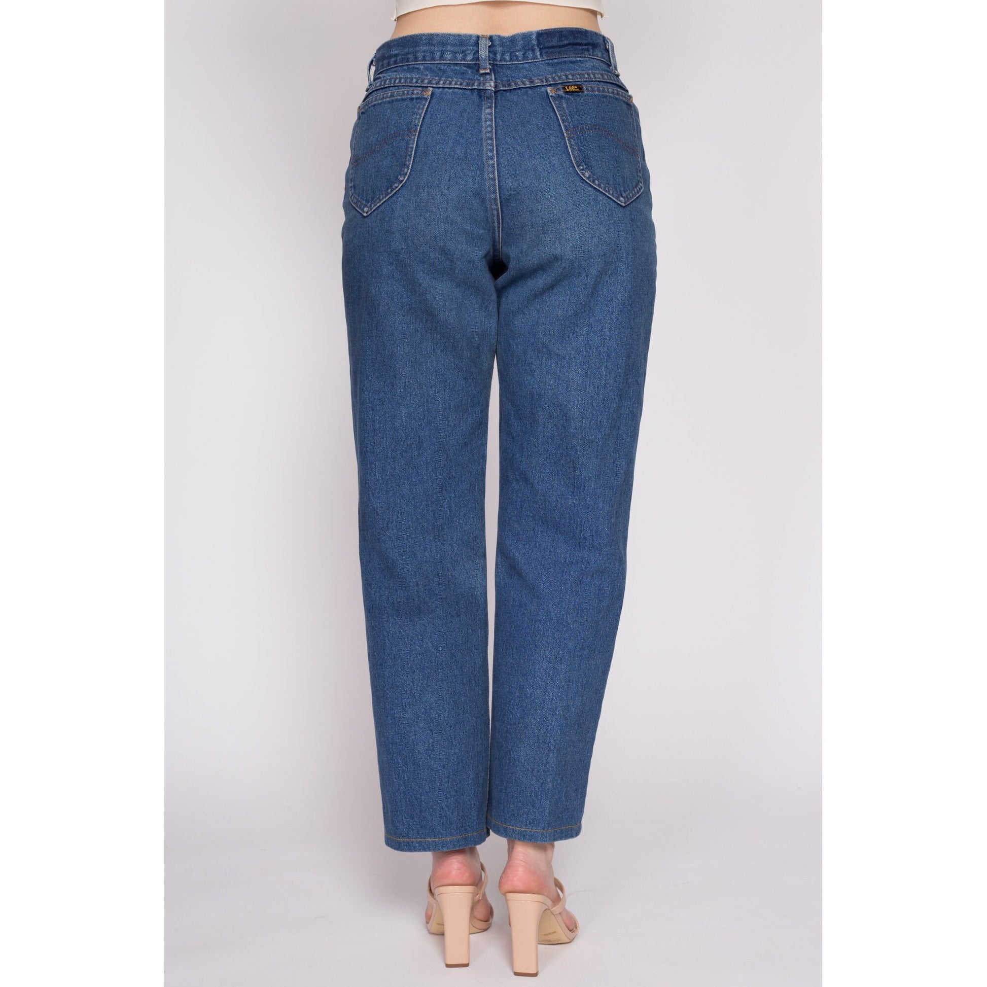 90s Lee Riders High Waisted Jeans - Medium, 30" | Vintage Denim Tapered Leg Dark Wash Mom Jeans