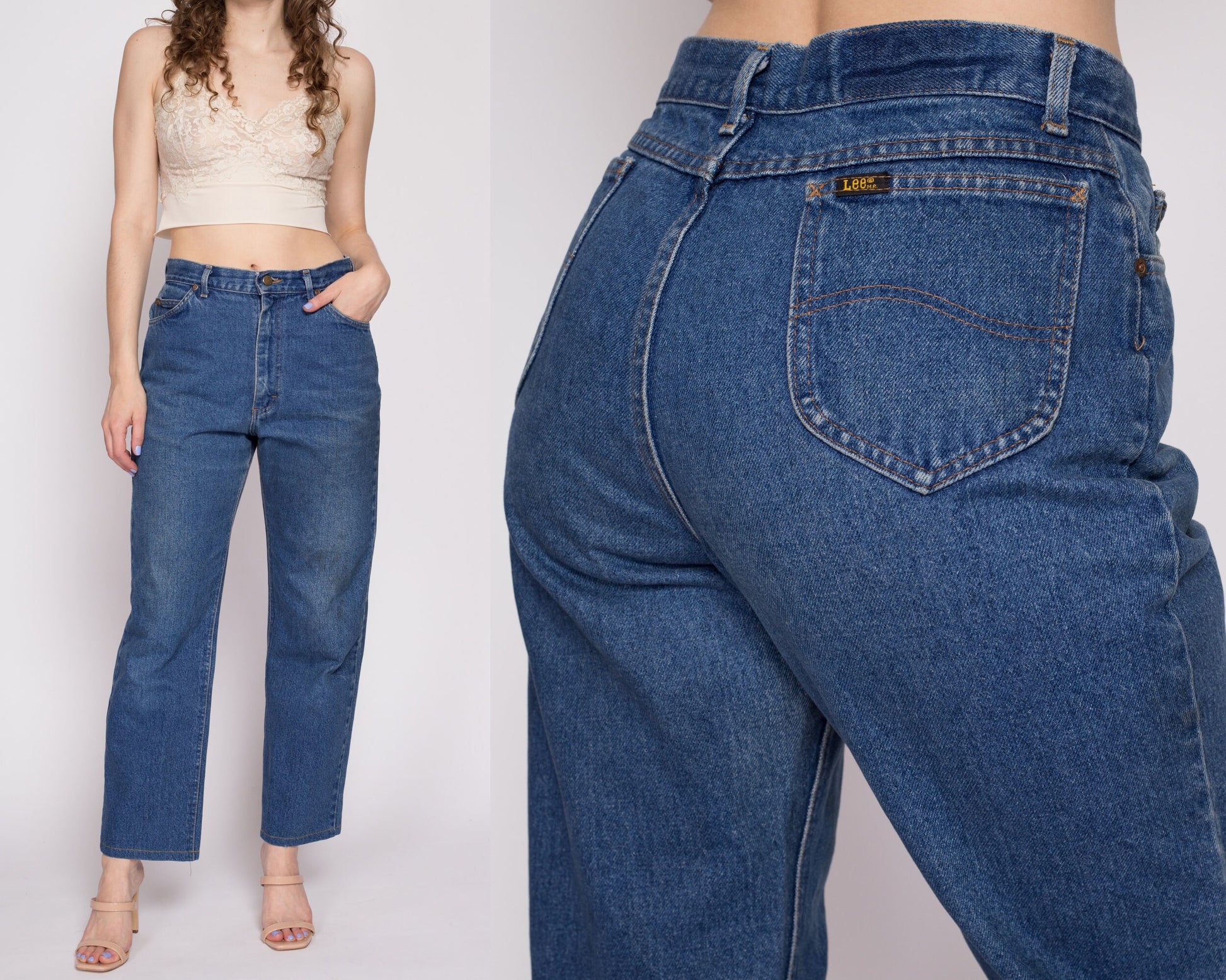 90s Lee Riders High Waisted Jeans - Medium, 30" | Vintage Denim Tapered Leg Dark Wash Mom Jeans
