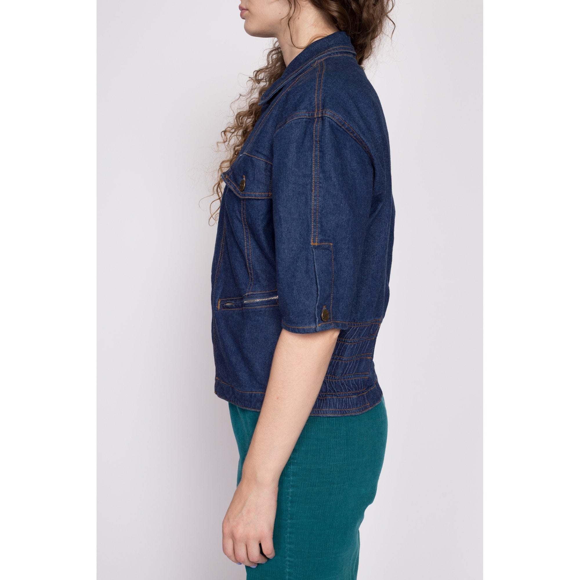 SJYP Half And Half Denim Jacket in Blue | Lyst