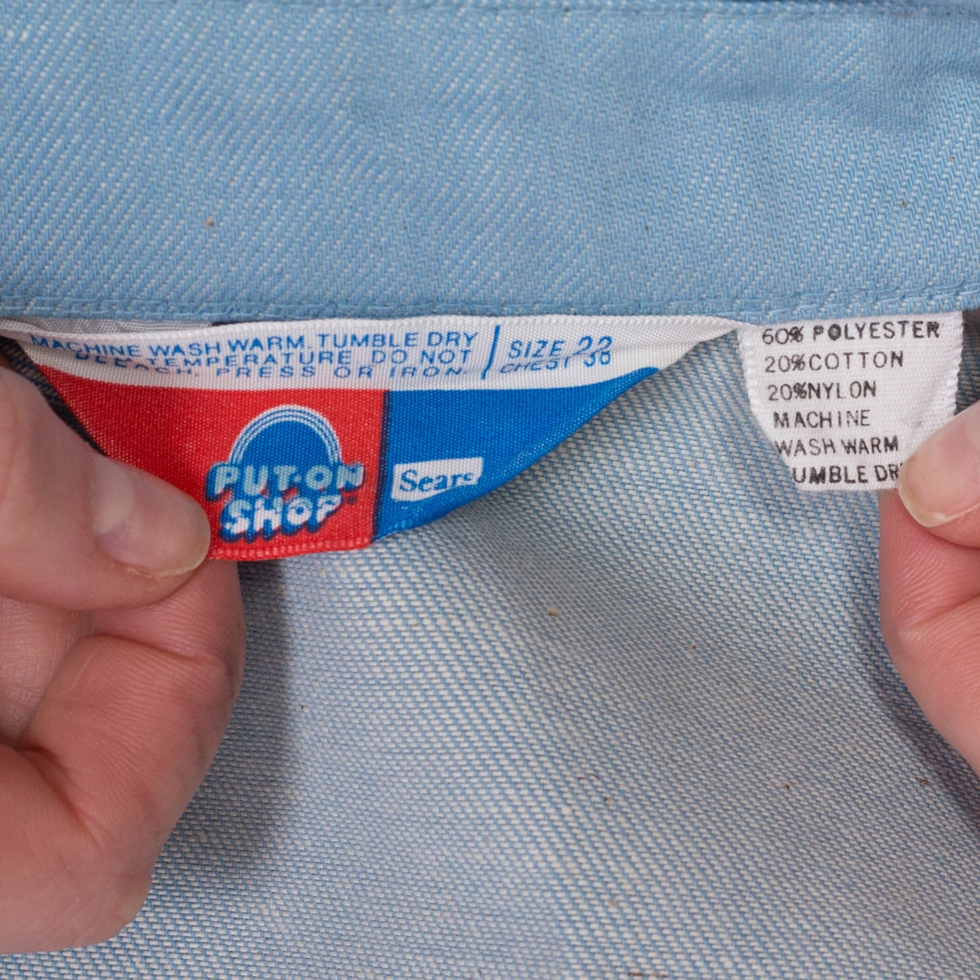 70s Light Blue Shirt Jacket - Men's Medium | Vintage Snap Button Denim Look Western Shacket Overshirt