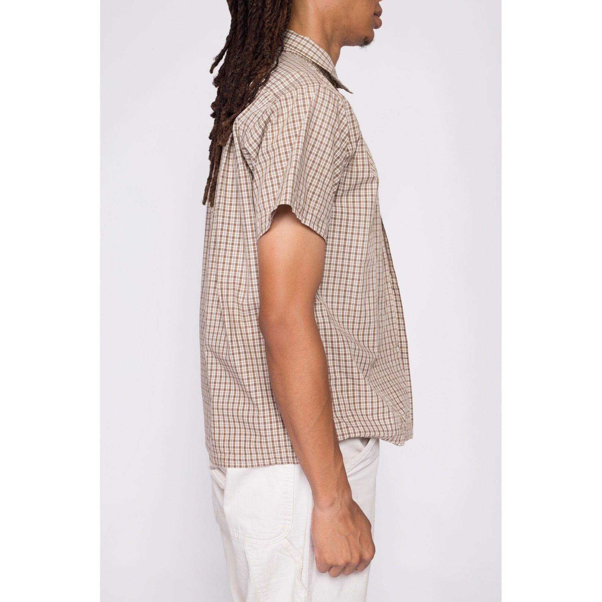 50s 60s Plaid Loop Button Camp Shirt - Men's Medium | Vintage Made In Yokohama Japan Button Down Short Sleeve Top
