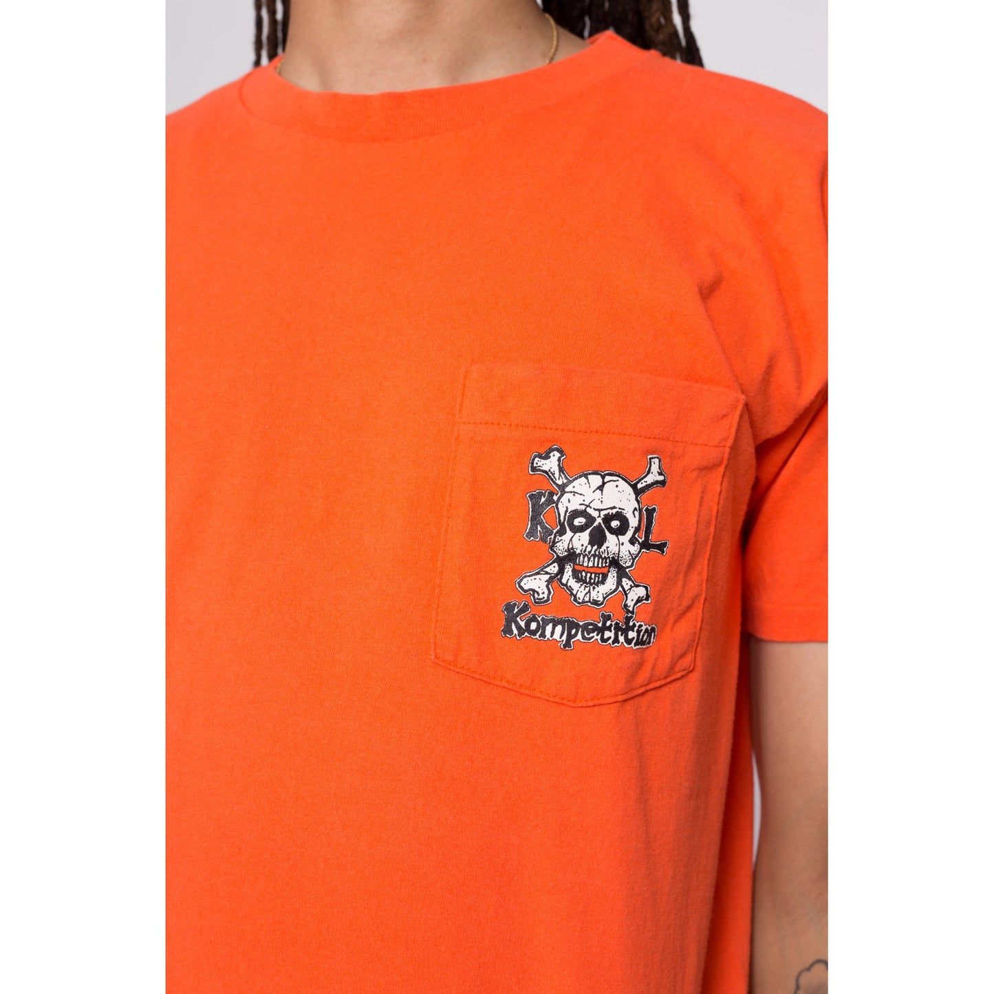 90s Nitro Harley Drag Bike Skull T Shirt - Men's Large | Vintage Orange Kool Kompetition Biker Racing Graphic Tee