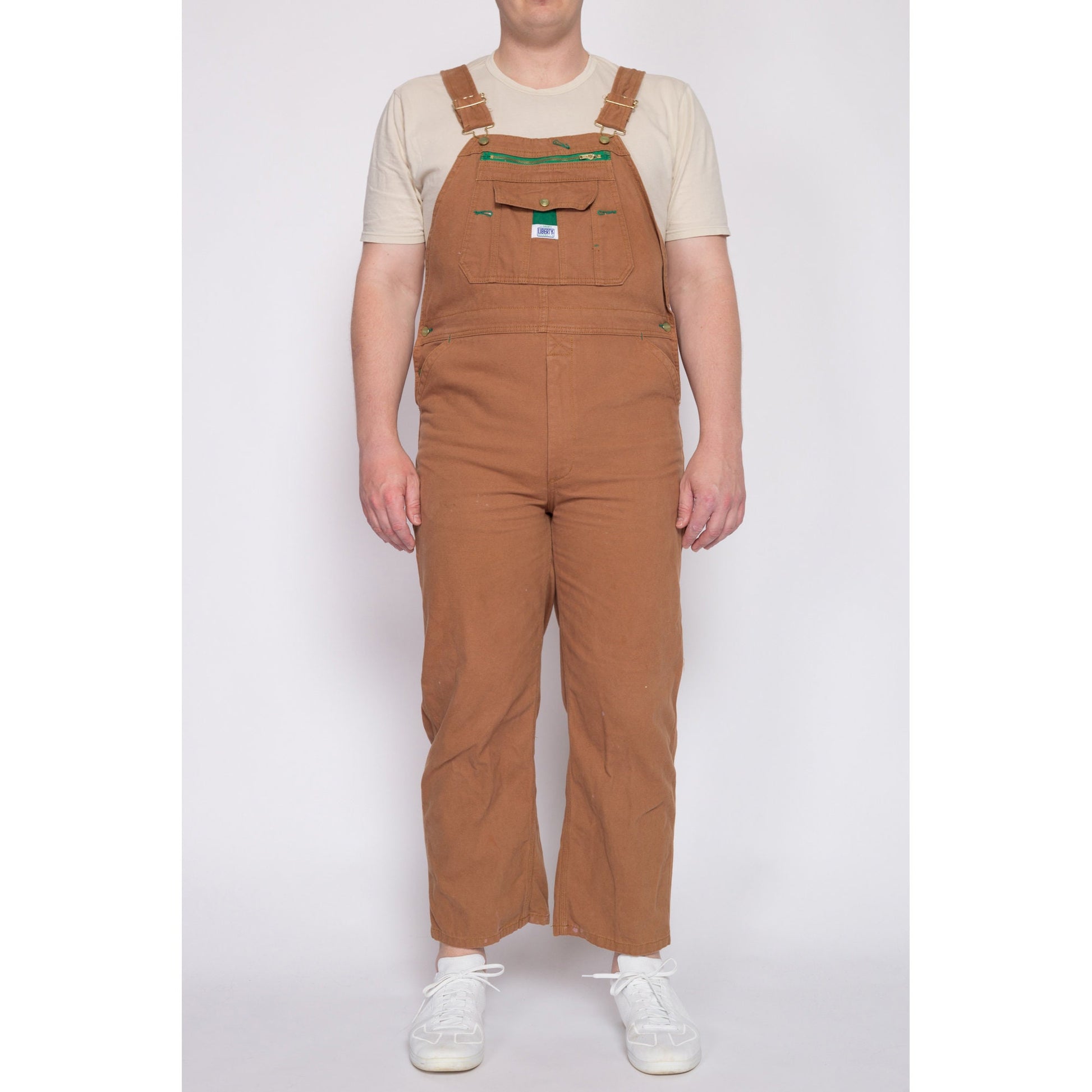 Vintage Liberty Tan Canvas Overalls - 38x30 | 90s Y2K Workwear Jumpsuit