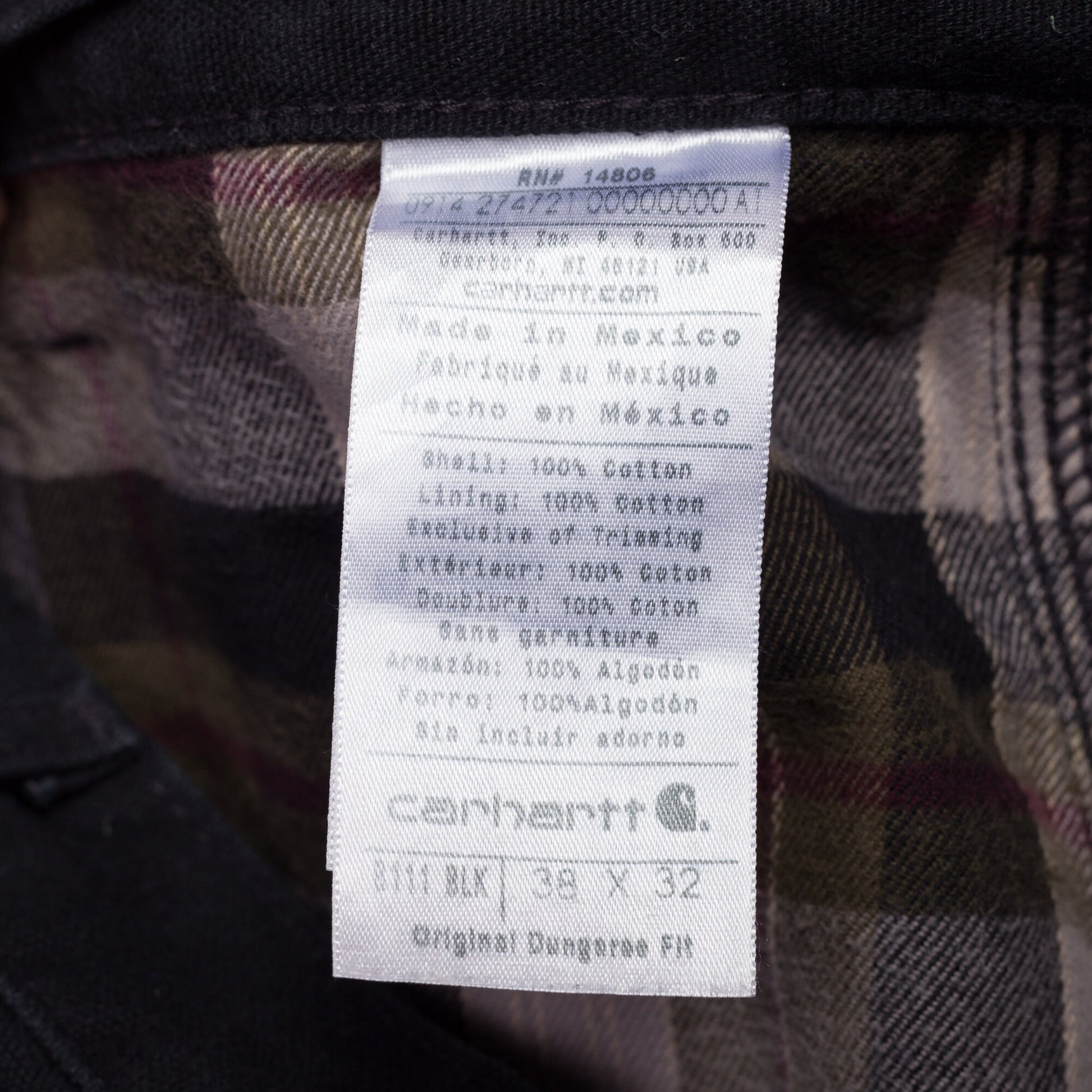 90s Carhartt Black Flannel Lined Workwear Pants - 38x32 | Vintage Utility Straight Leg Duck Canvas Dungarees