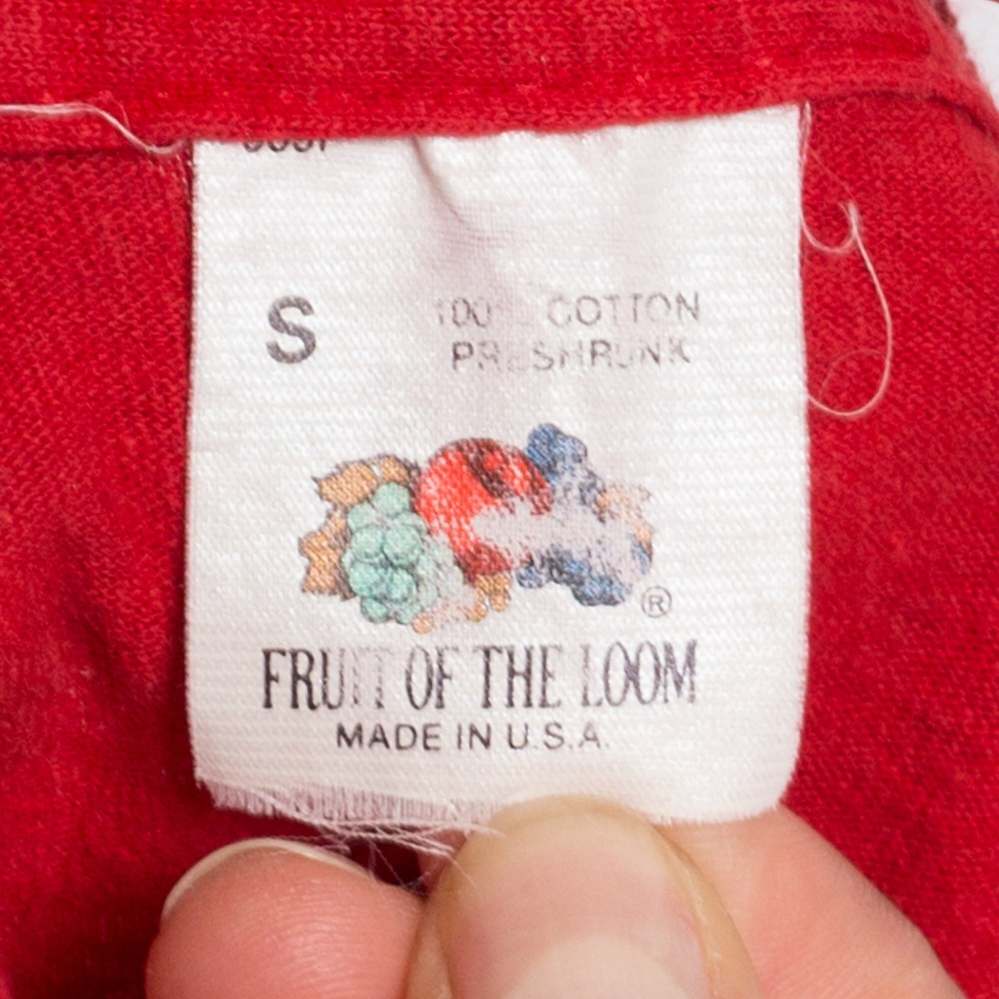80s Plain Red Pocket Tee - Men's Small | Vintage Cotton Fruit Of The Loom Blank T-Shirt