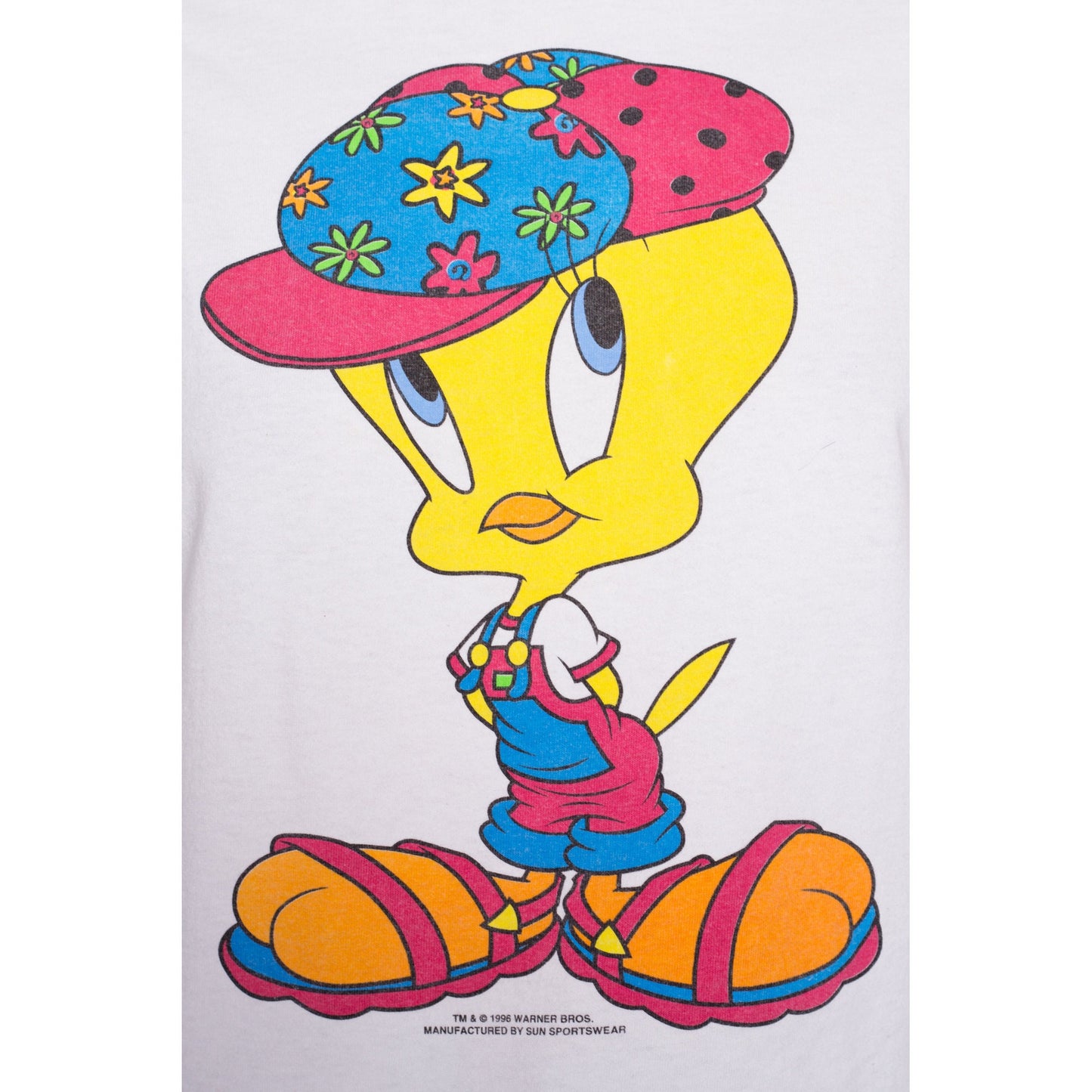 90s Tweety Bird Long Sleeve Tee - XS to Small | Vintage Looney Tunes Heart Graphic Cartoon Ringer Top