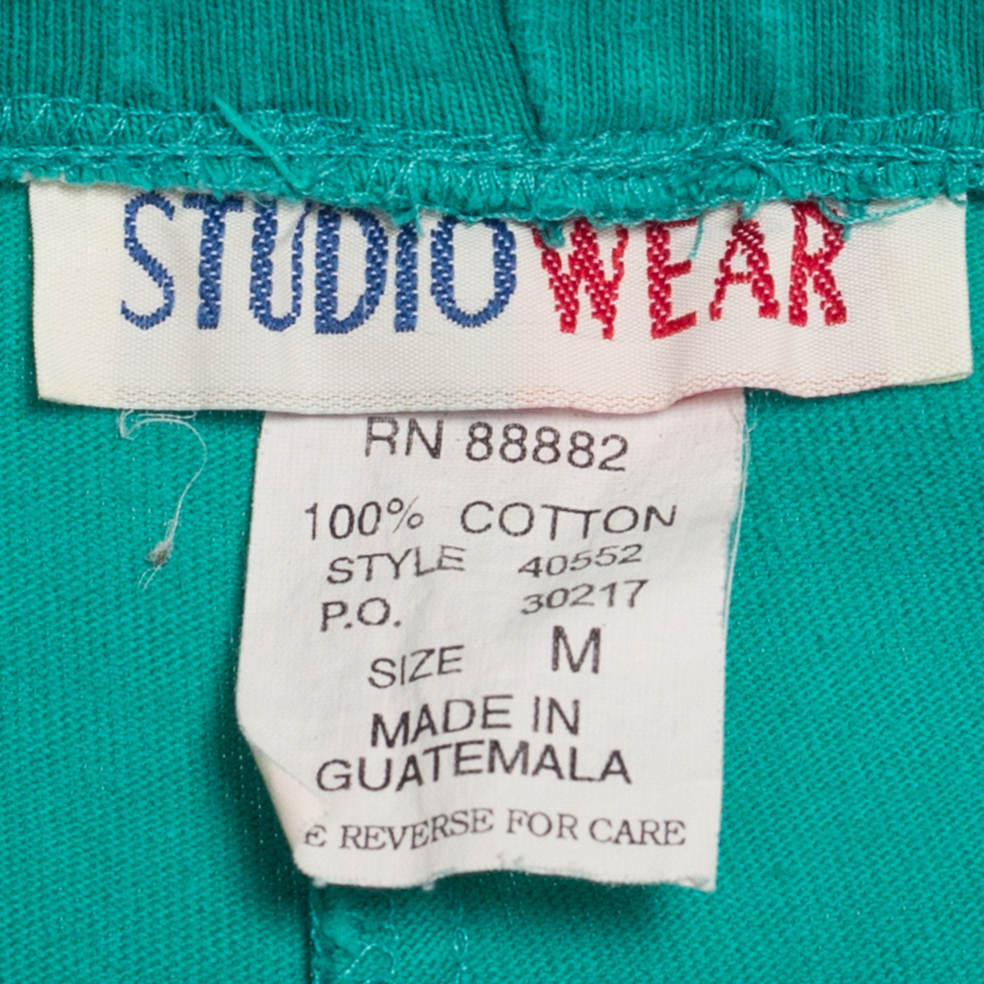 80s Teal Green Cotton Elastic Waist Shorts - Small to Medium | Vintage High Rise Wide Leg Causal Pocket Lounge Shorts