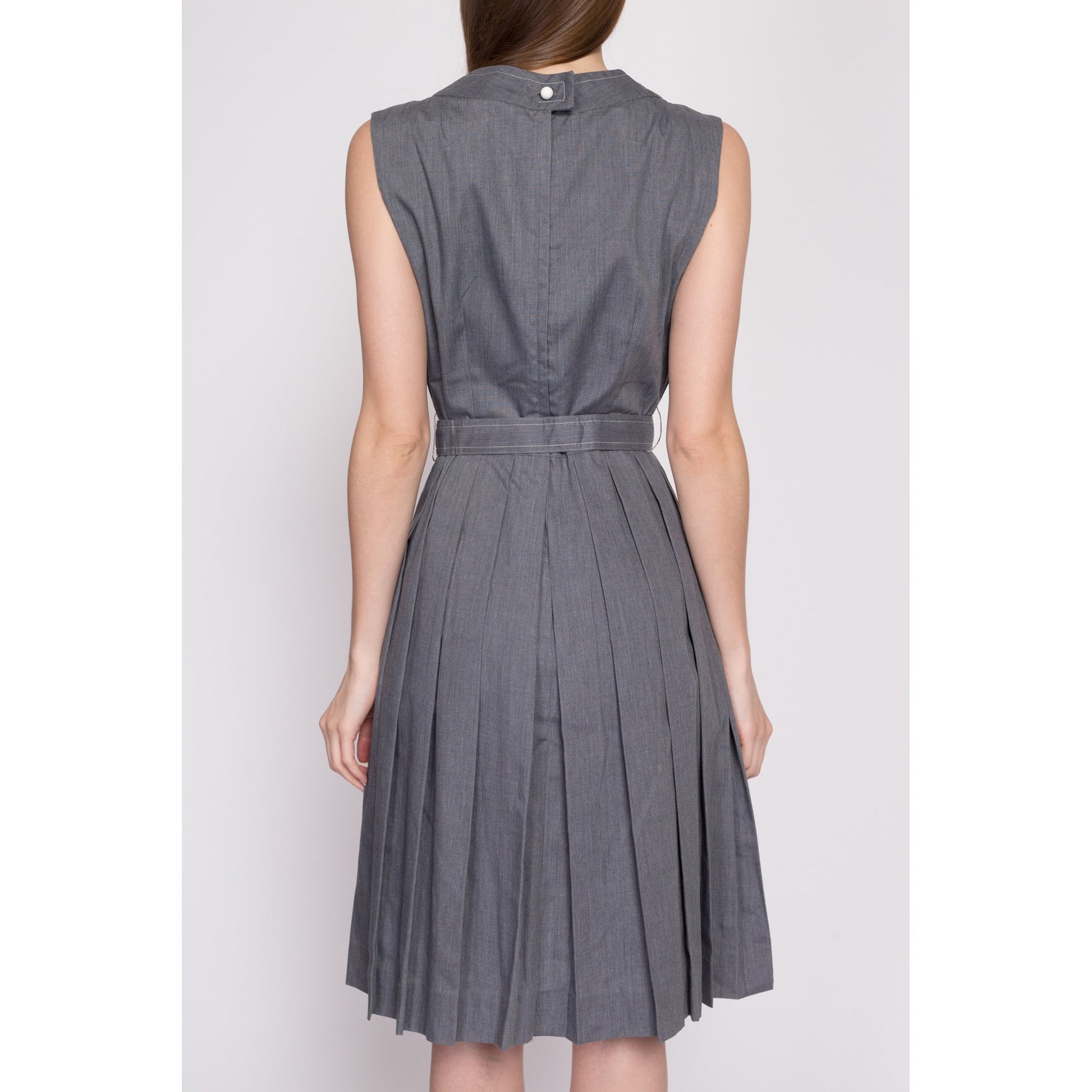 60s Grey Double Breasted Fit & Flare Dress - Small Flying Apple Vintage 60s Grey Double Breasted Fit & Flare Dress - Small Flying Apple Vintage