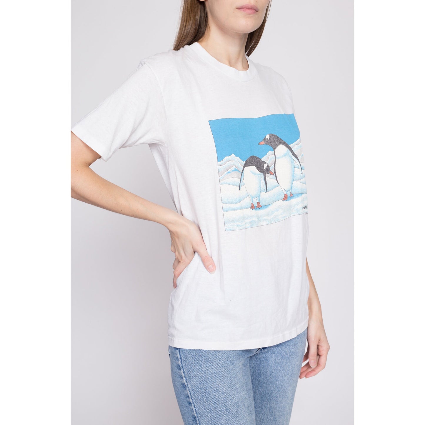 80s Penguin T Shirt - Men's Small, Women's Medium | Vintage Sea World Aquarium Graphic Tourist Tee