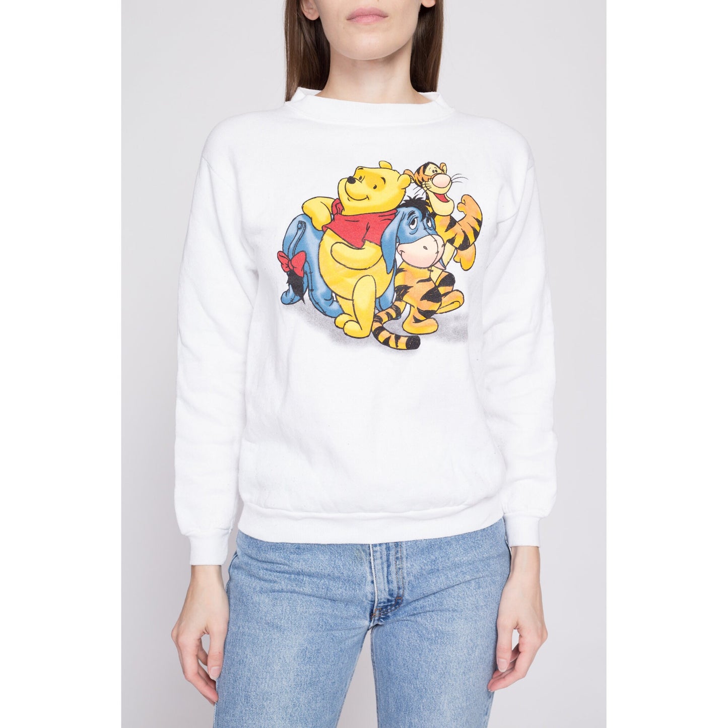 90s Winnie The Pooh & Friends Sweatshirt - Extra Small | Vintage White Disney Jerry Leigh Cartoon Graphic Crewneck