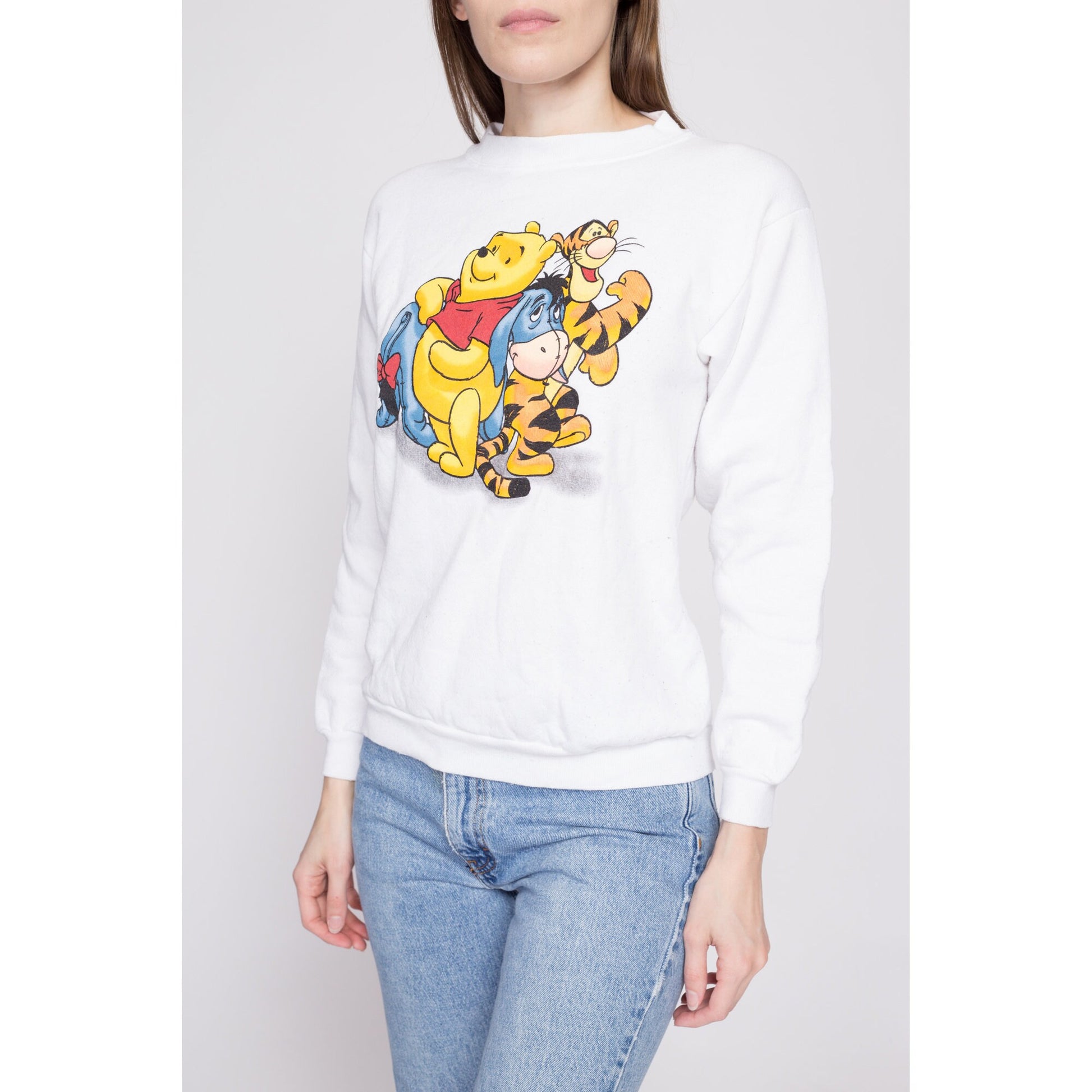 90s Winnie The Pooh & Friends Sweatshirt - Extra Small | Vintage White Disney Jerry Leigh Cartoon Graphic Crewneck