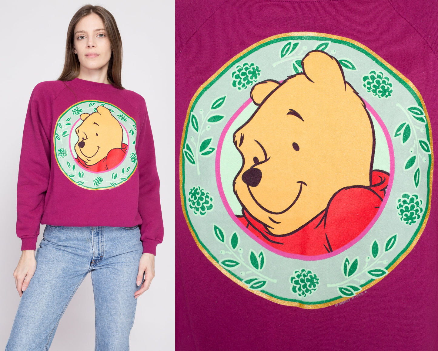 90s Winnie The Pooh Purple Sweatshirt - Large | Vintage Disney Cartoon Jerry Leigh Graphic Crewneck