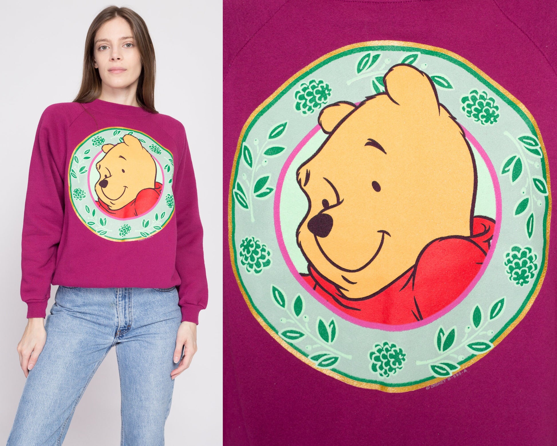 90s Winnie The Pooh Purple Sweatshirt - Large | Vintage Disney Cartoon Jerry Leigh Graphic Crewneck
