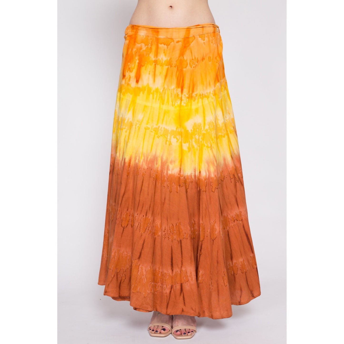 Vintage Boho Tie Dye Maxi Wrap Skirt - Large to XL | 90s Indian Cotton Hippie A Line Long Skirt