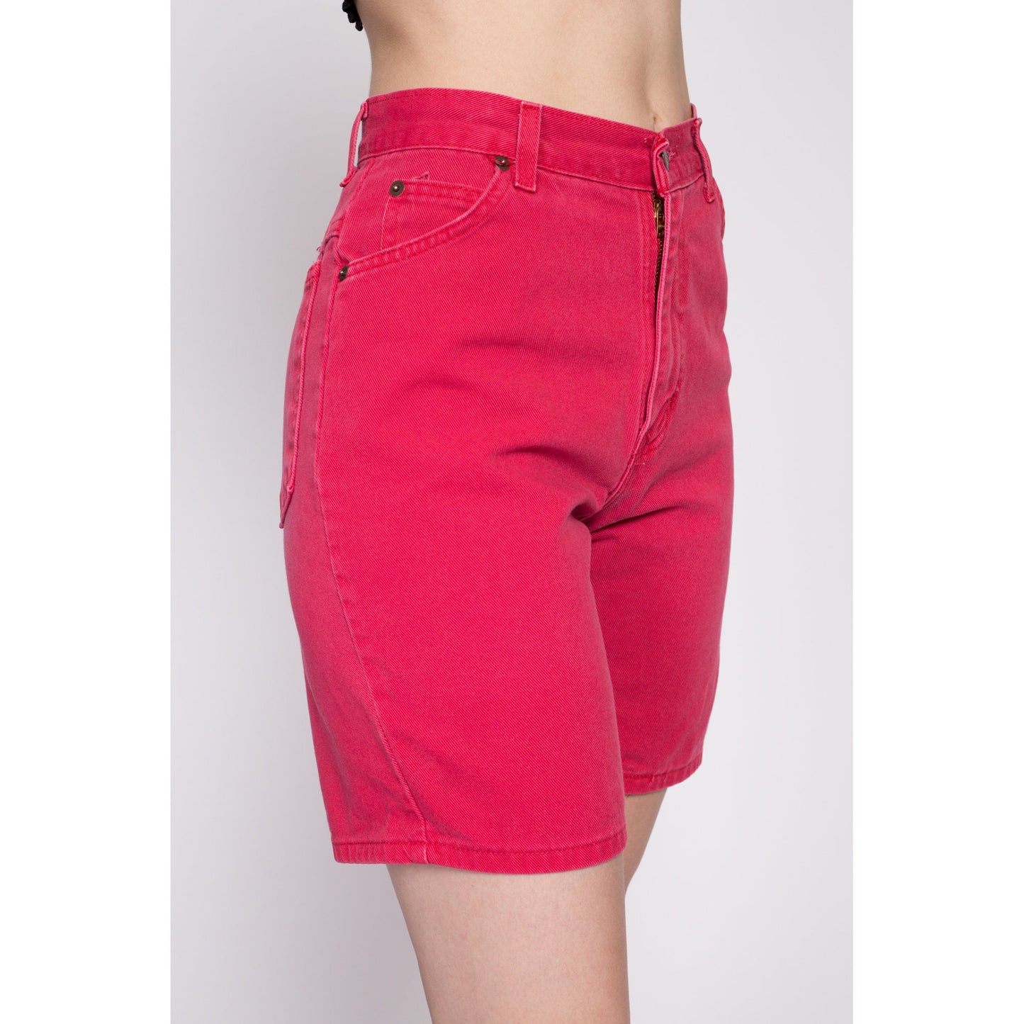 90s Red High Waisted Jean Shorts - Extra Small, 25" | Vintage Denim High Rise Bermuda Mom Shorts