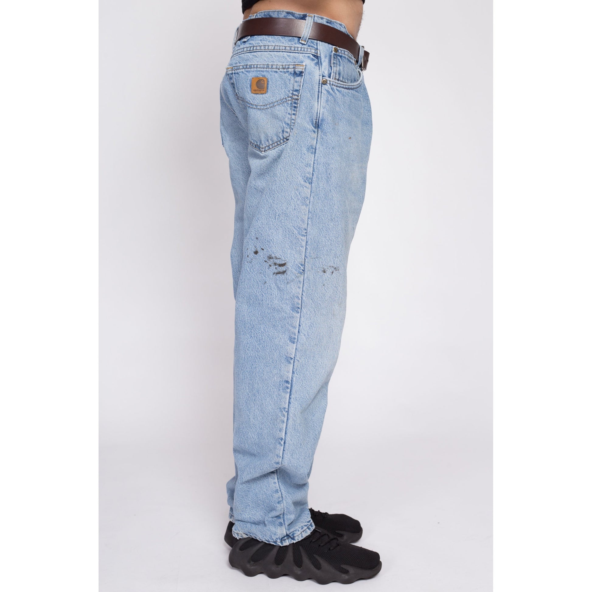 90s Carhartt Flannel Lined Jeans - 36x32 | Vintage Distressed Relaxed Straight Leg Workwear Dungarees