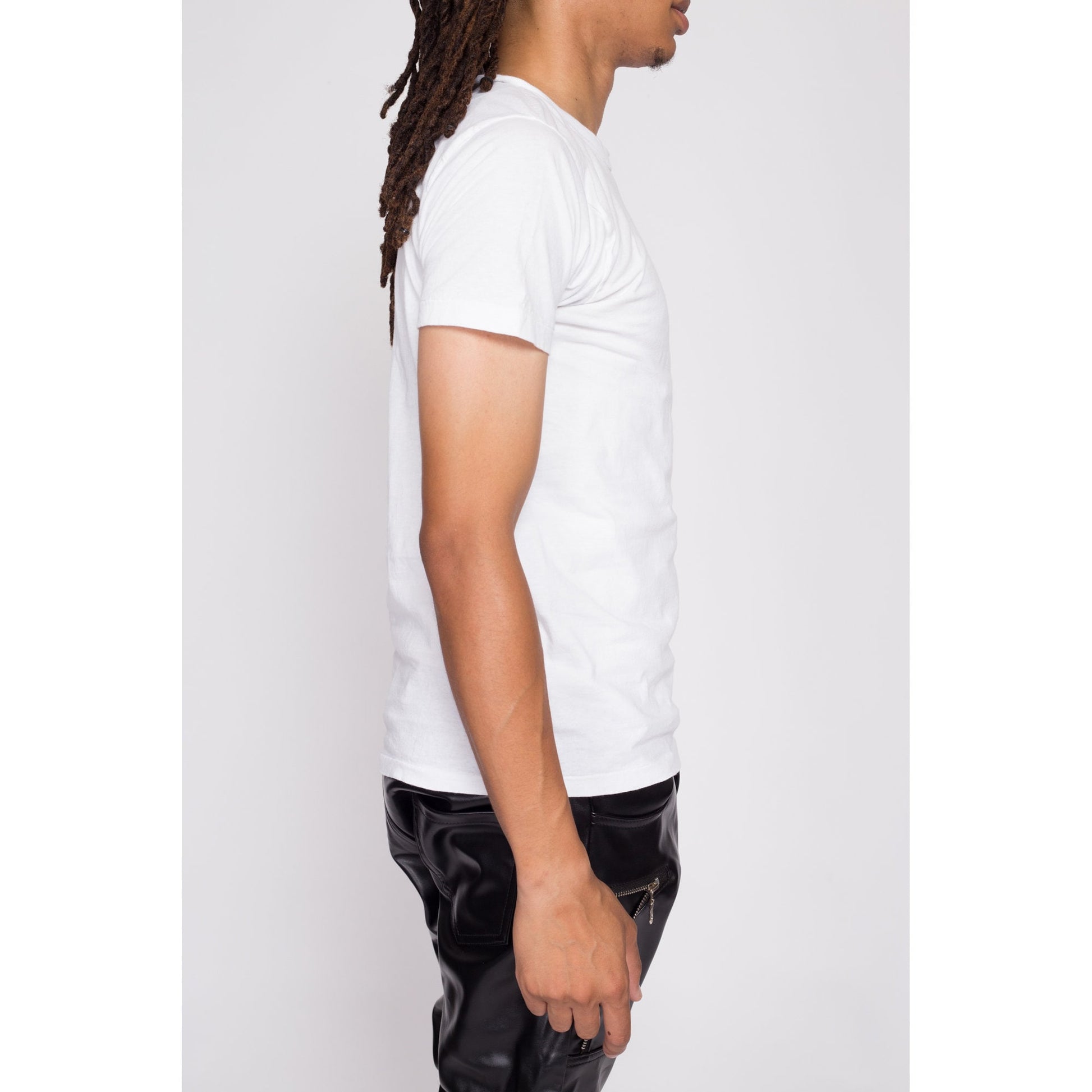 90s Hanes Single Stitch White Cotton T Shirt - Medium & Large | Vintage Unisex Crew Neck Tee Undershirt