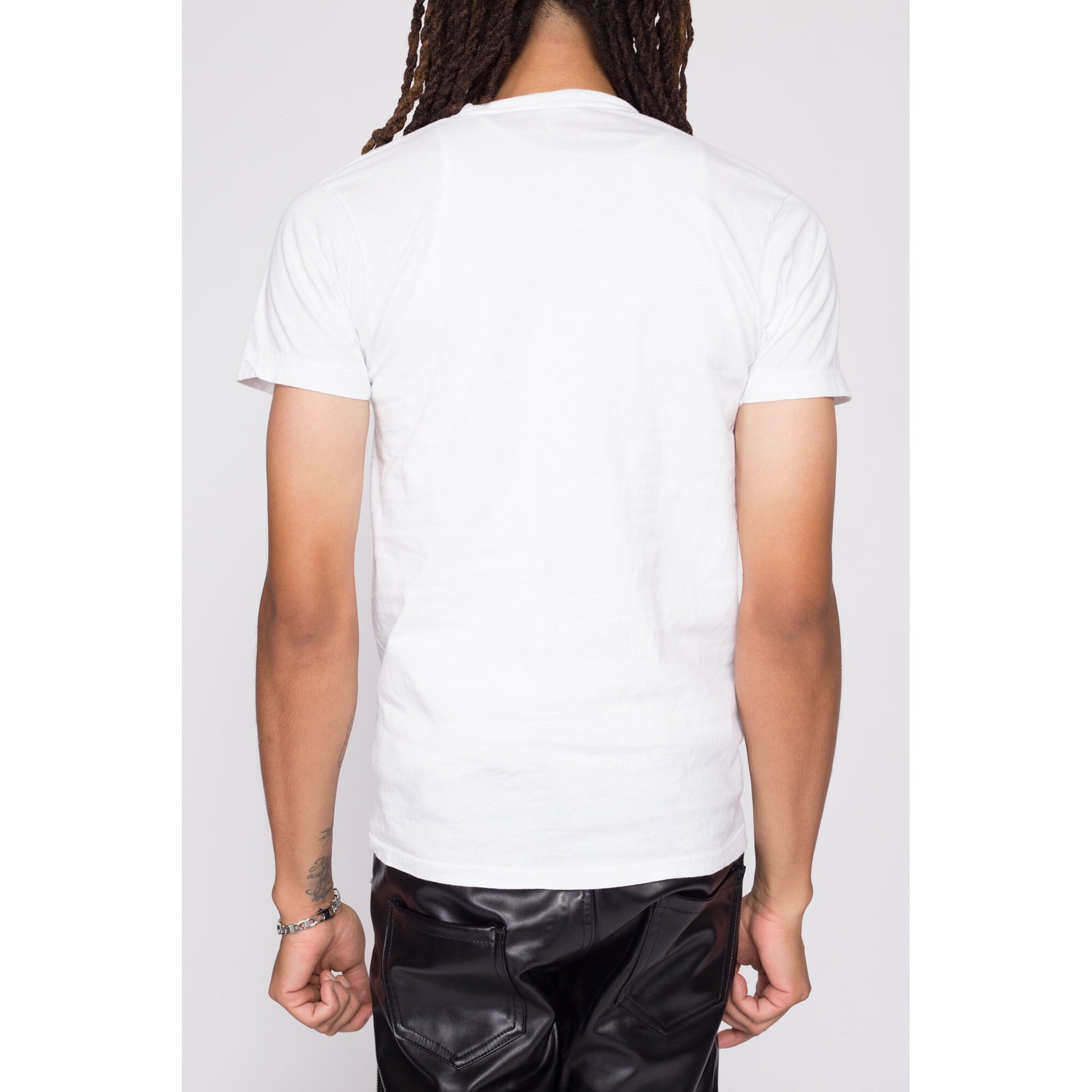90s Hanes Single Stitch White Cotton T Shirt - Medium & Large | Vintage Unisex Crew Neck Tee Undershirt