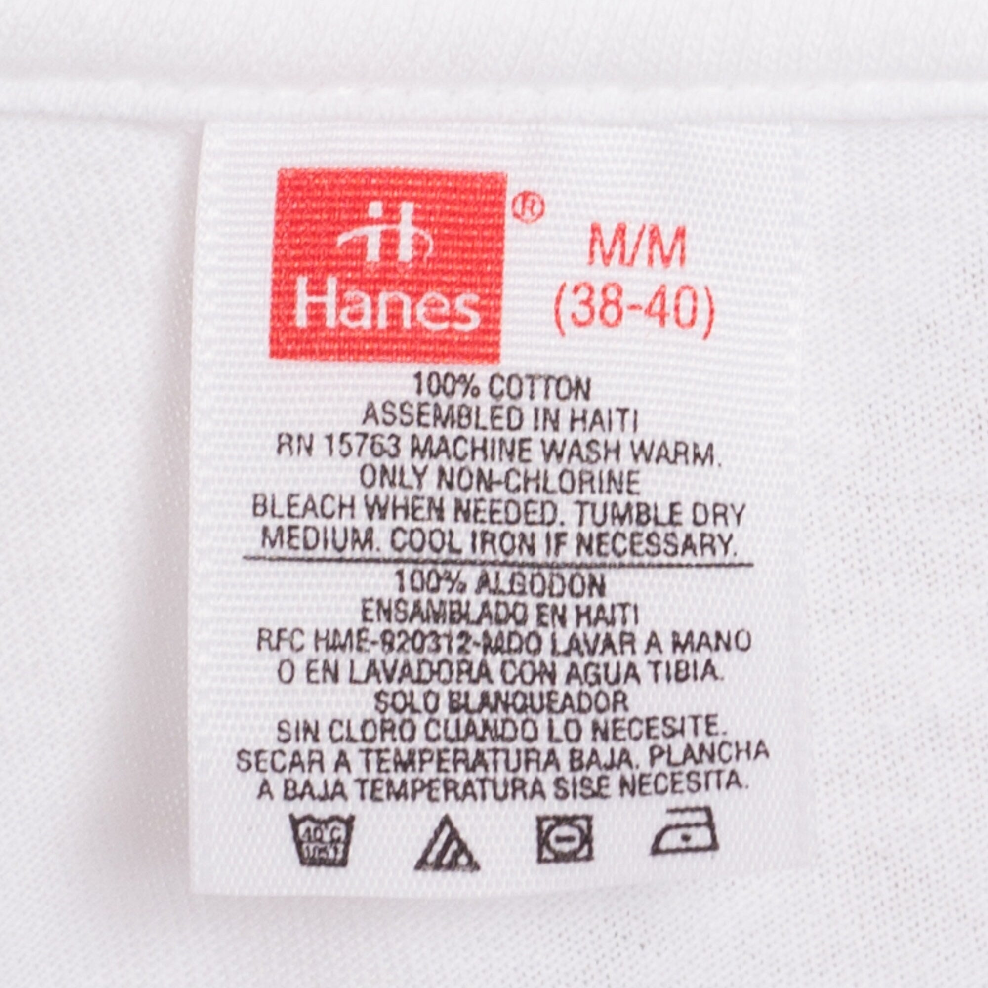 90s Hanes Single Stitch White Cotton T Shirt - Medium & Large