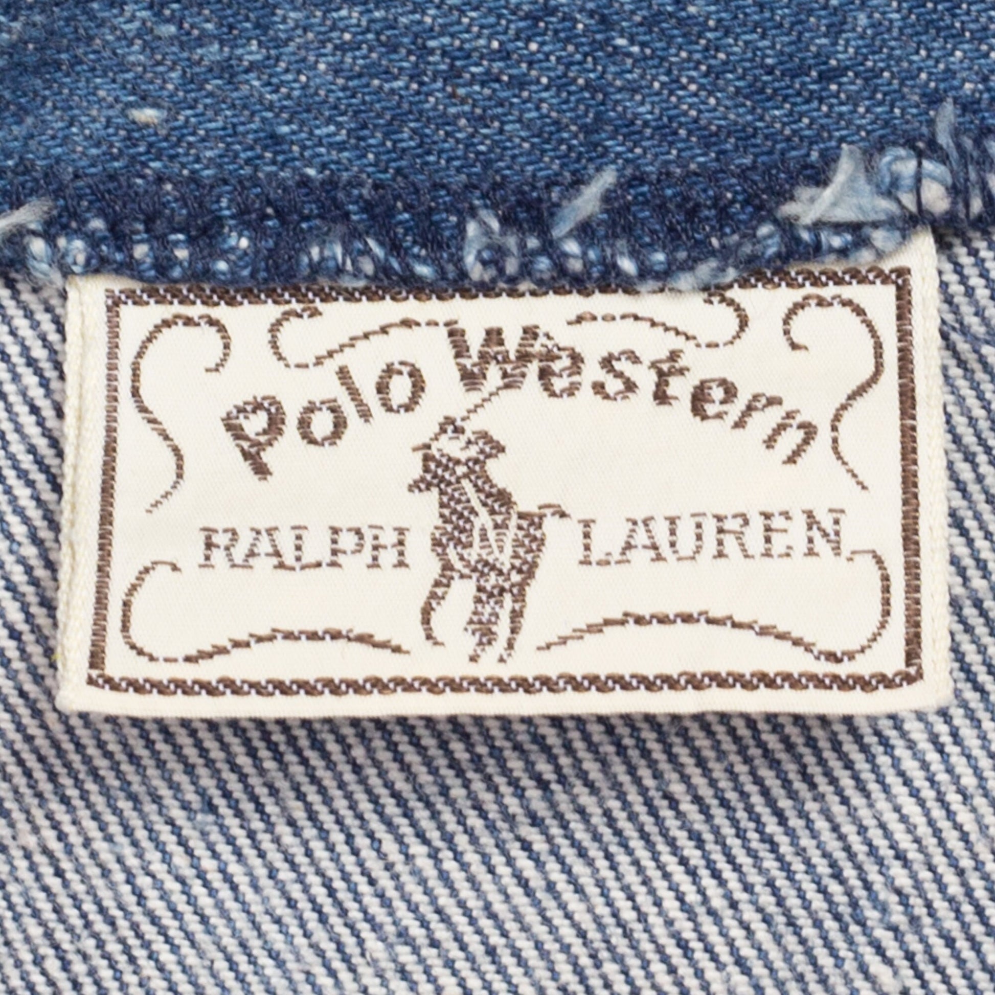 70s 80s Ralph Lauren Polo Western Denim Vest - Unisex Medium | Vintage RRL Country Western Wear Cropped Indigo Leather Trim Jean Vest
