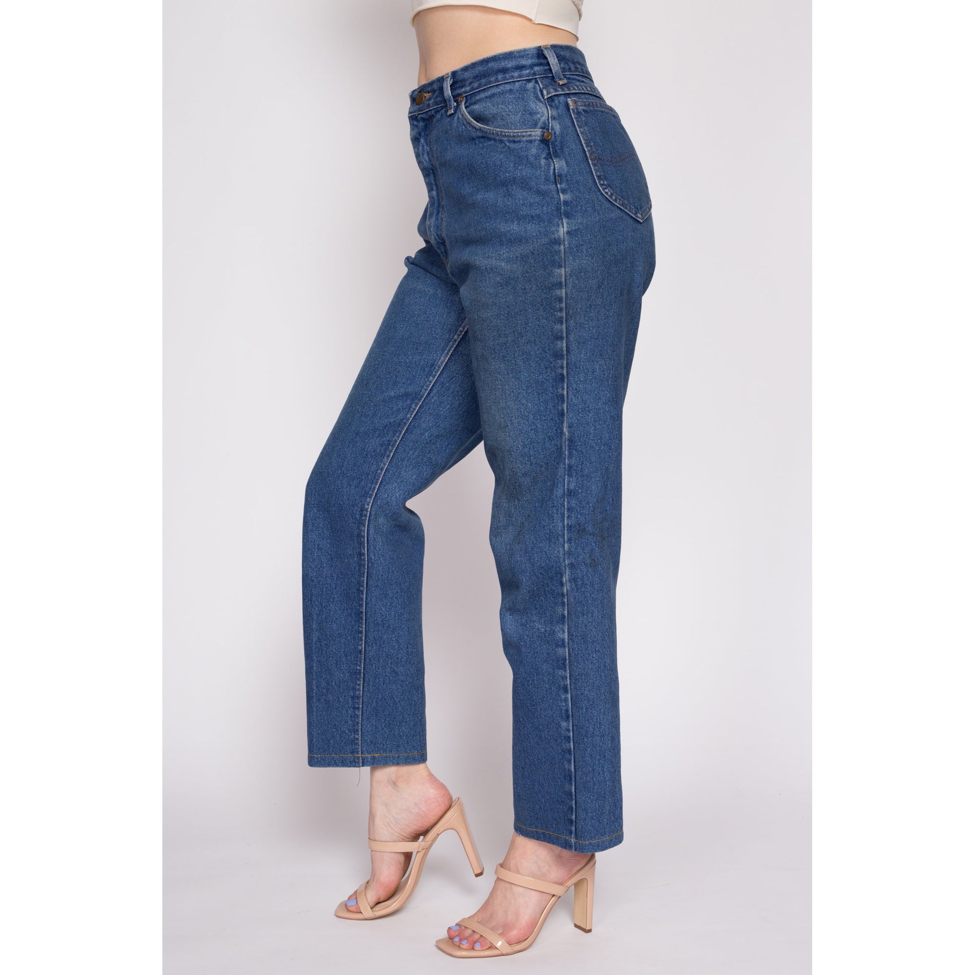 90s Lee Riders High Waisted Jeans - Medium, 30" | Vintage Denim Tapered Leg Dark Wash Mom Jeans