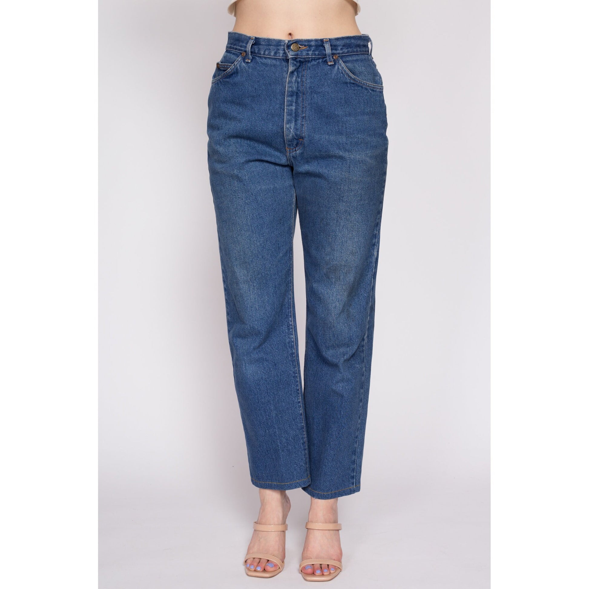 90s Lee Riders High Waisted Jeans - Medium, 30" | Vintage Denim Tapered Leg Dark Wash Mom Jeans
