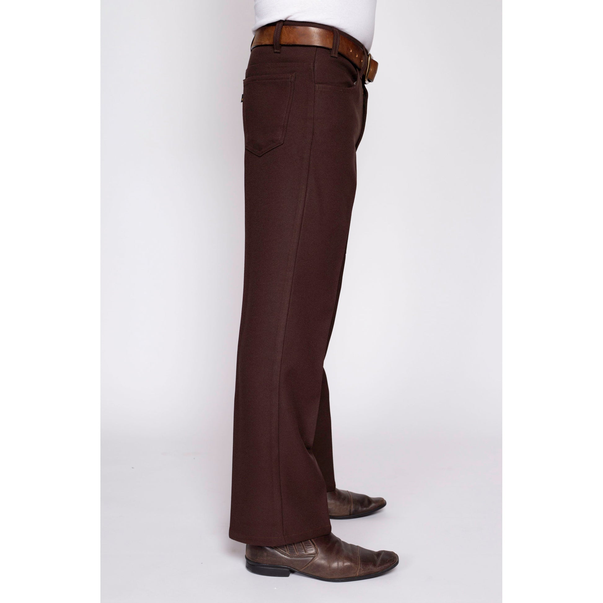 70s Levi's Brown Trousers - 34x32 | Retro Vintage Straight Leg Rockabilly Polyester Pants
