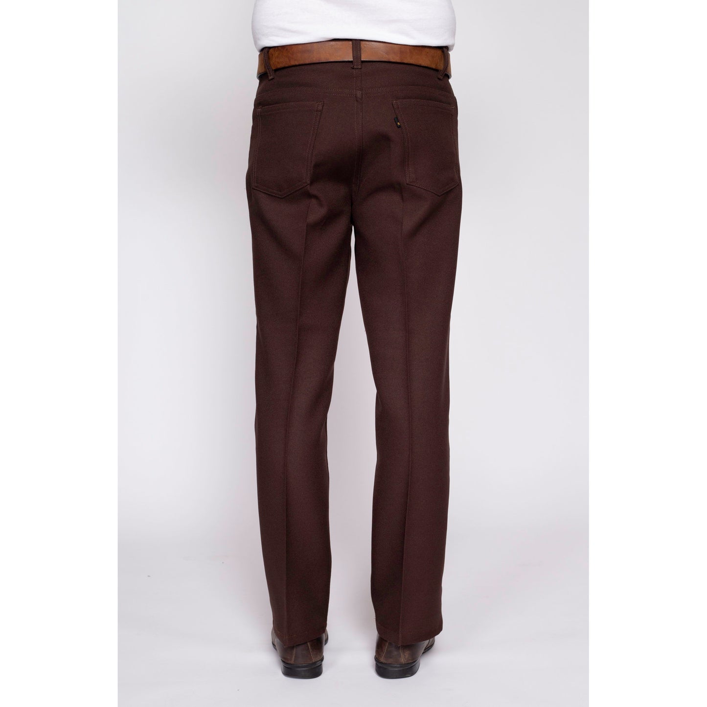 70s Levi's Brown Trousers - 34x32 | Retro Vintage Straight Leg Rockabilly Polyester Pants