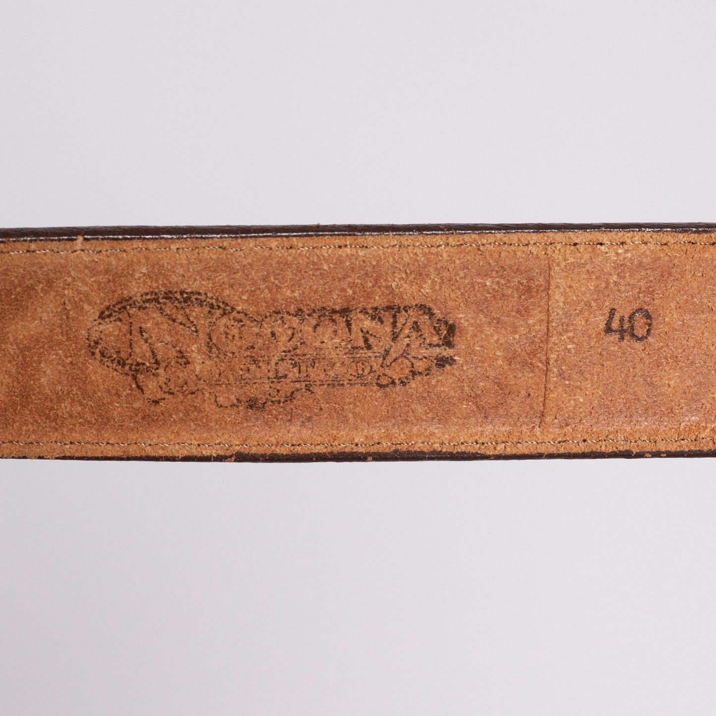 70s Nascar RainTree Belt Buckle & Leather Belt - Size 40 | Vintage Nocona Brown Tooled Western Leather "Merrill" Name Belt