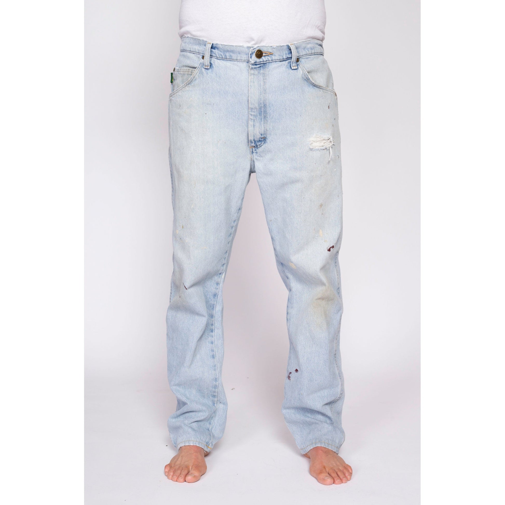 90s Cabela's Distressed Light Wash Jeans - 36x32 | Vintage Outdoor Gear Denim Straight Leg Jeans