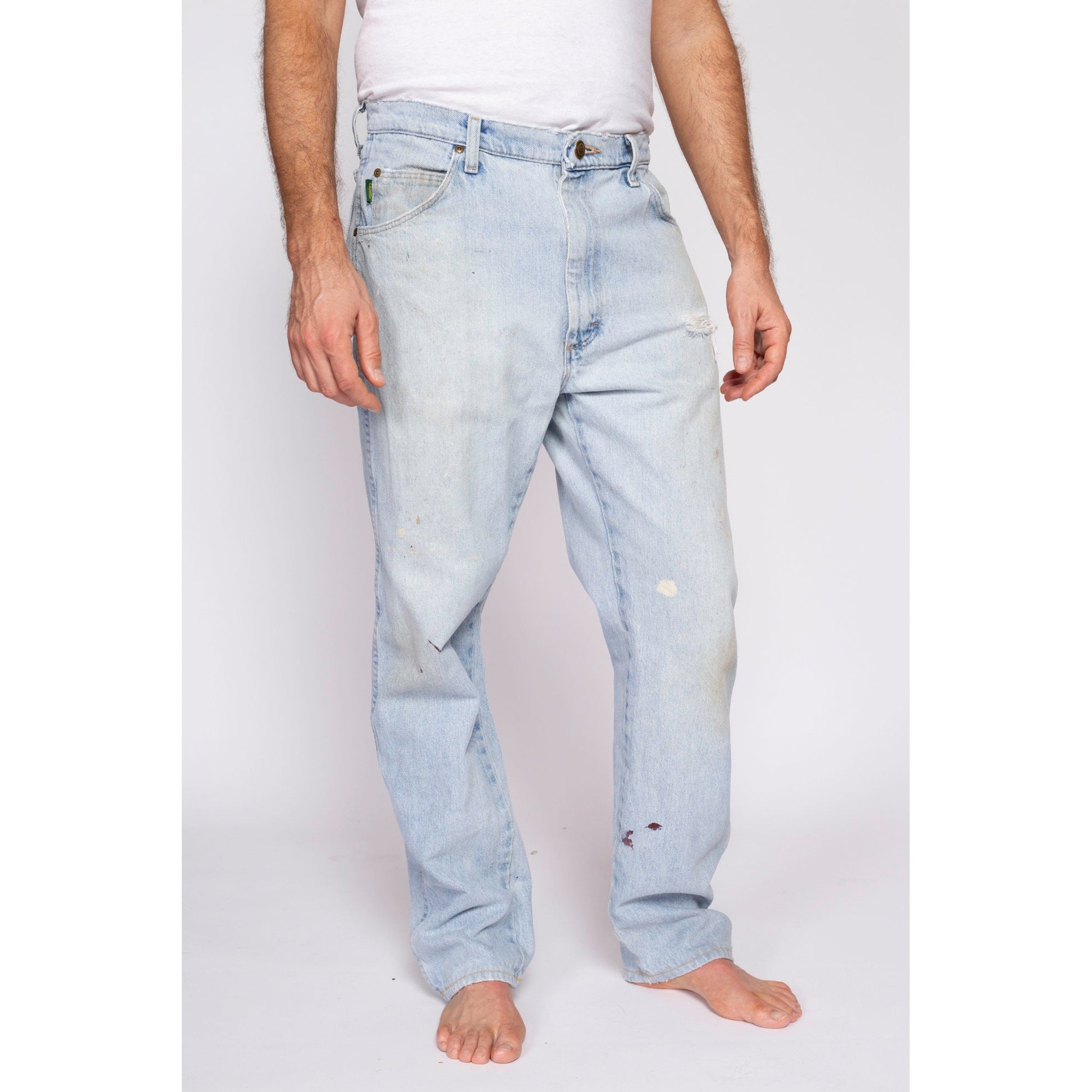 90s Cabela's Distressed Light Wash Jeans - 36x32 | Vintage Outdoor Gear Denim Straight Leg Jeans