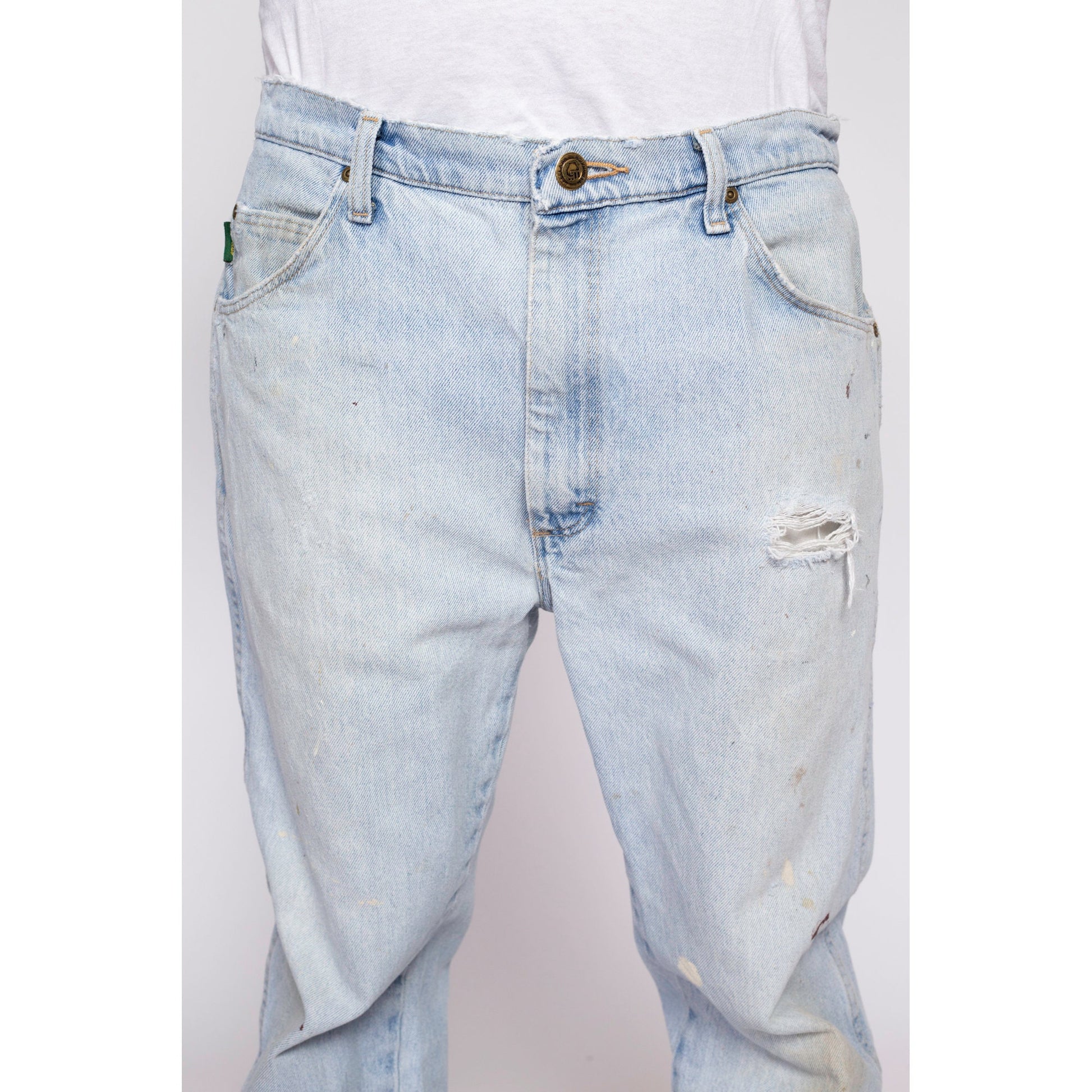90s Cabela's Distressed Light Wash Jeans - 36x32 | Vintage Outdoor Gear Denim Straight Leg Jeans