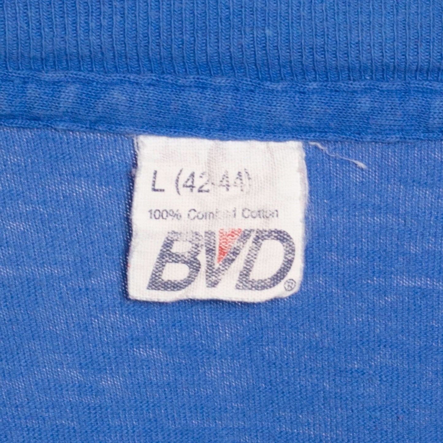 80s Plain Blue Pocket Tee - Men's Medium | Vintage Combed Cotton Single Stitch T Shirt