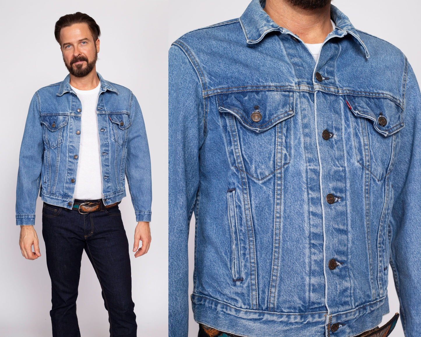 80s Levis Denim Jacket - Men's Medium | Vintage Made In USA Jean Trucker Jacket