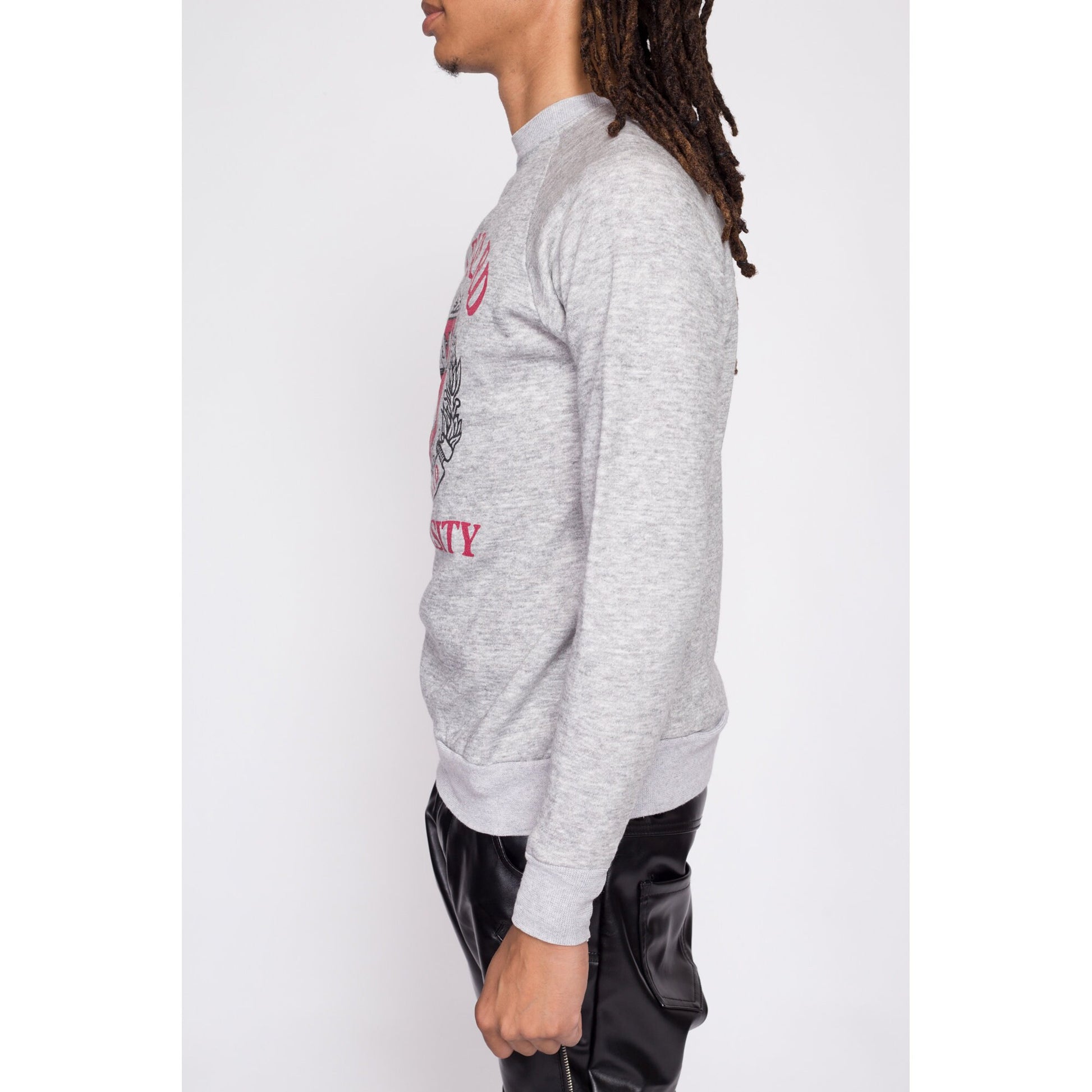 80s Harvard University Sweatshirt - Men's Small to Medium | Vintage Big Logo Raglan Sleeve Heather Gray Collegiate Crew Neck Pullover