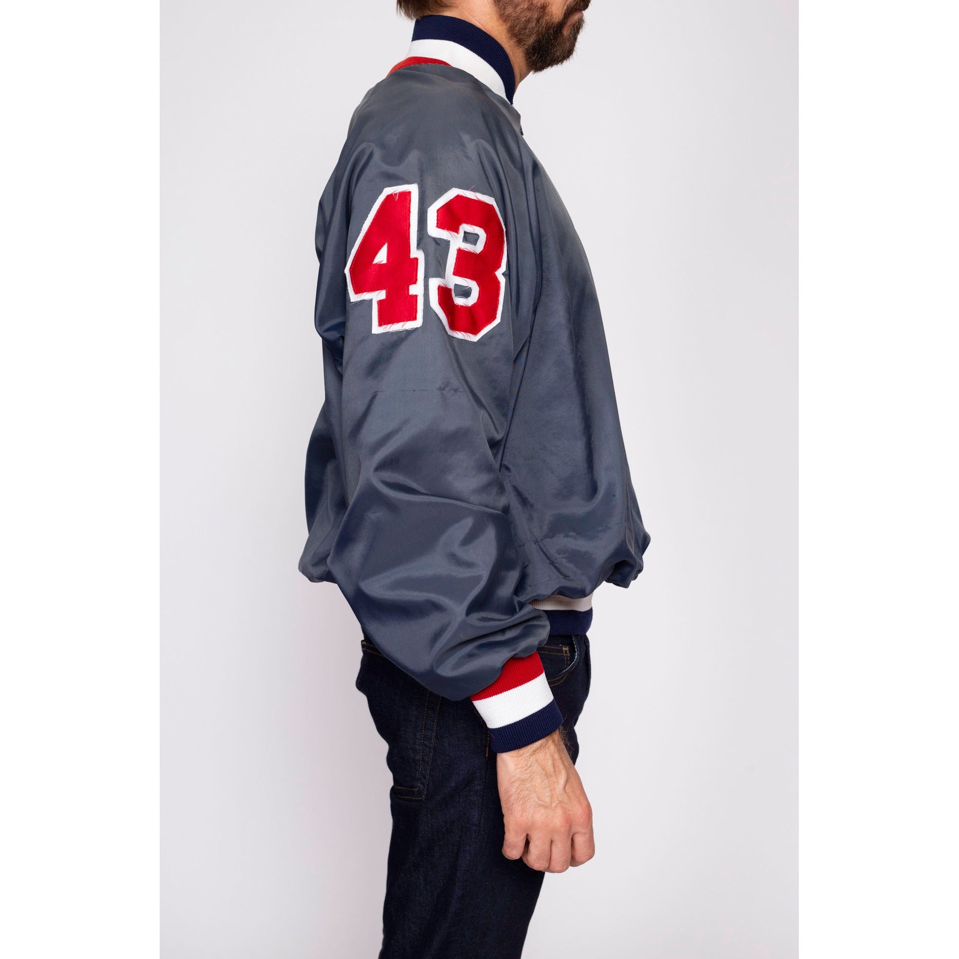 80s Athletic Pullover Windbreaker - Men's Large | Vintage New Jersey NJSIAA Patch Lightweight Zip Up Striped Trim Jacket