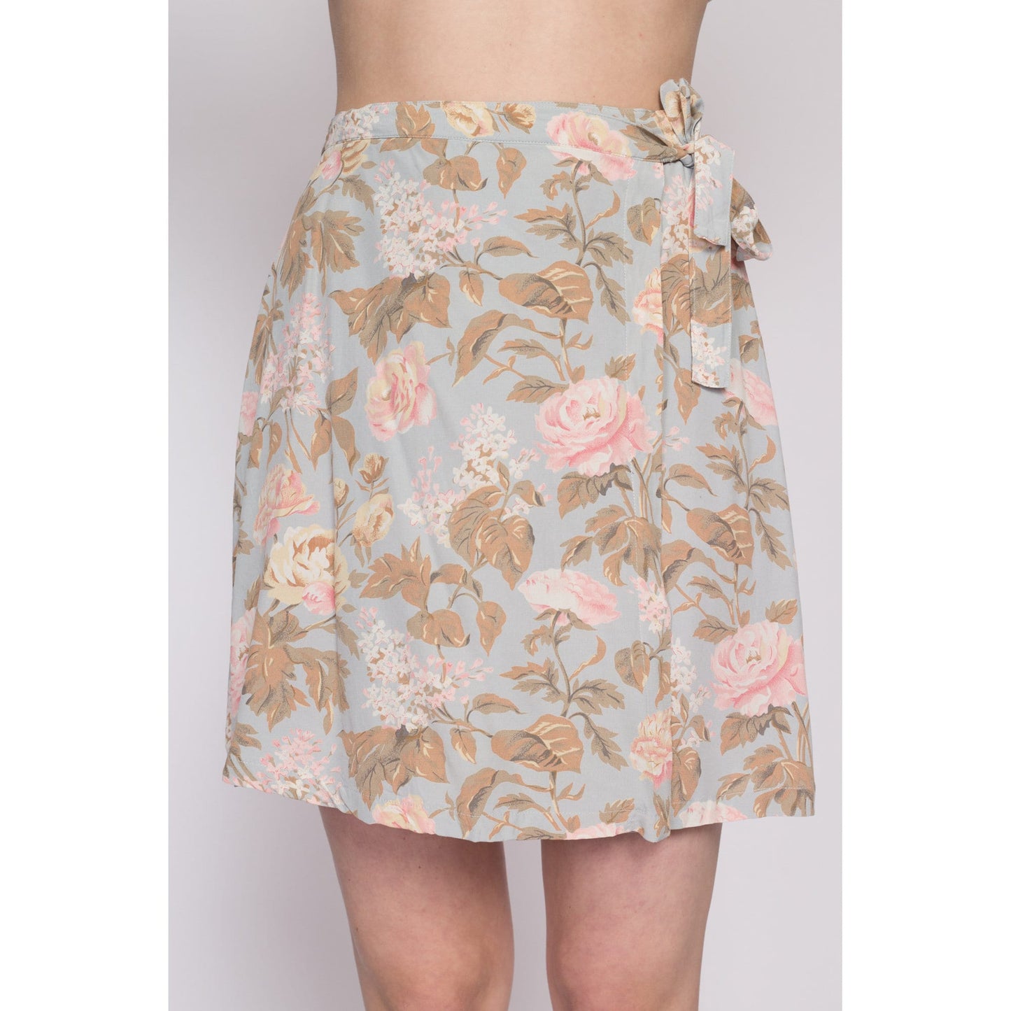 90s Rose Floral Mini Wrap Skirt - Medium | Vintage Gap Boho Flower Print Summer Miniskirt